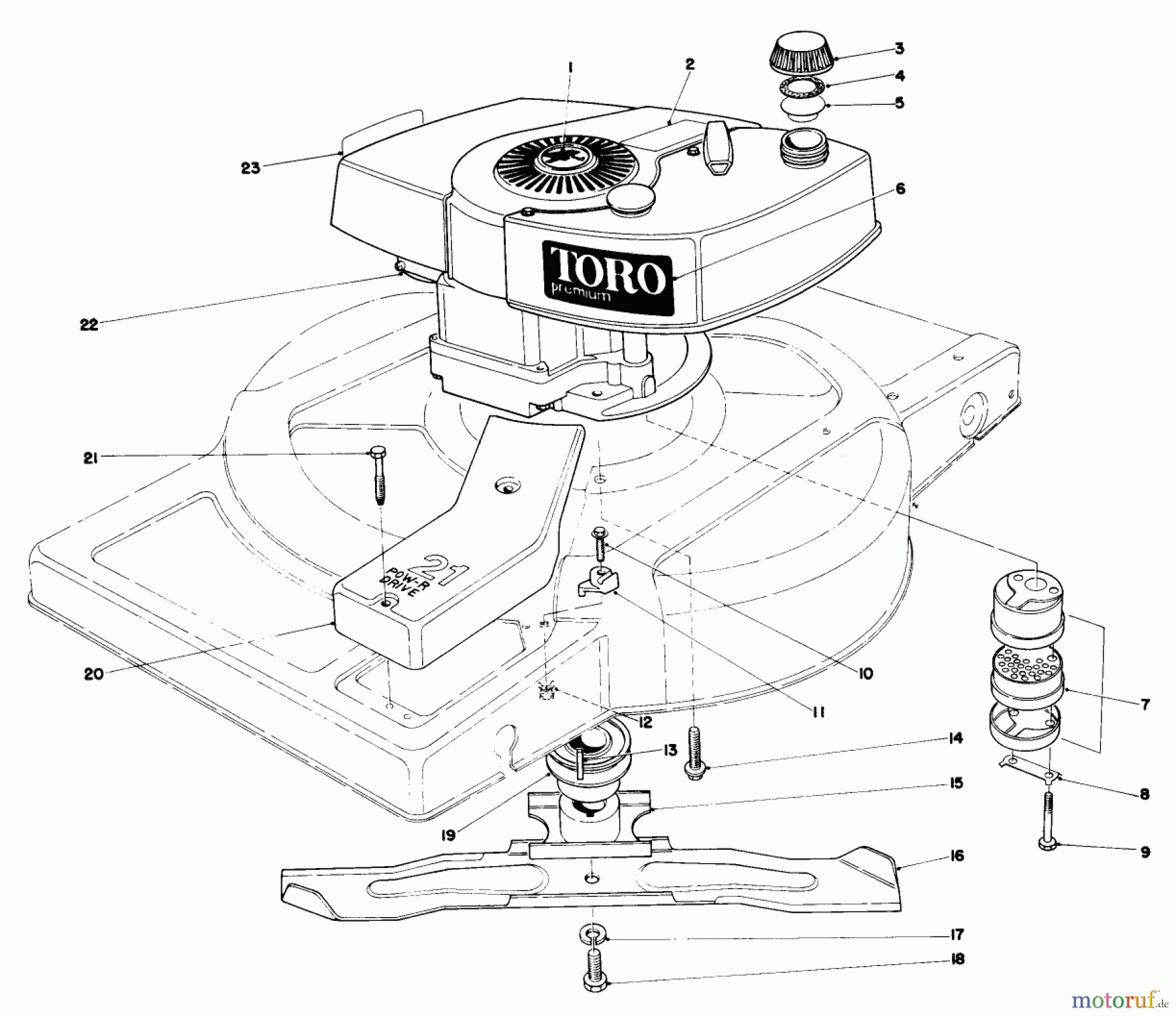 Toro Neu Mowers, Walk-Behind Seite 1 18060 - Toro Lawnmower, 1980 (0000001-0999999) ENGINE ASSEMBLY