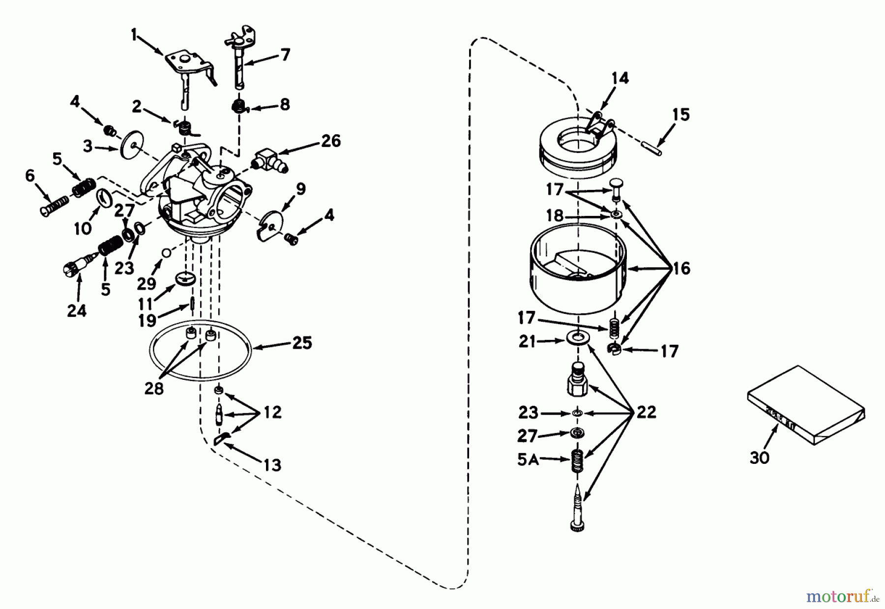 Toro Neu Mowers, Walk-Behind Seite 1 18171 - Toro Guardian Lawnmower, 1971 (1000001-1999999) CARBURETOR NO. 631581