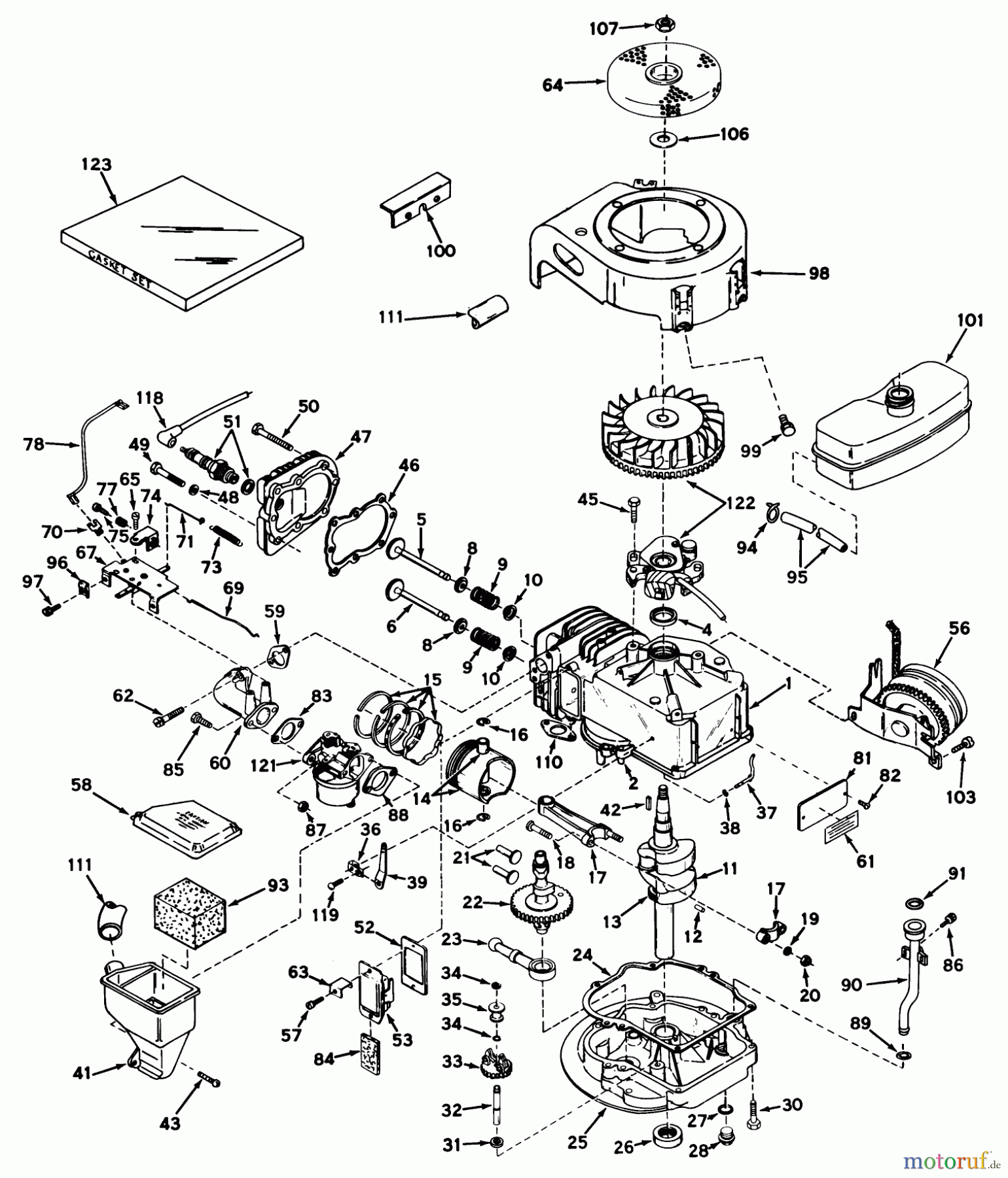 Toro Neu Mowers, Walk-Behind Seite 1 18070 - Toro Lawnmower, 1971 (1000001-1999999) ENGINE, TECUMSEH MODEL NO. LAV30-30470J