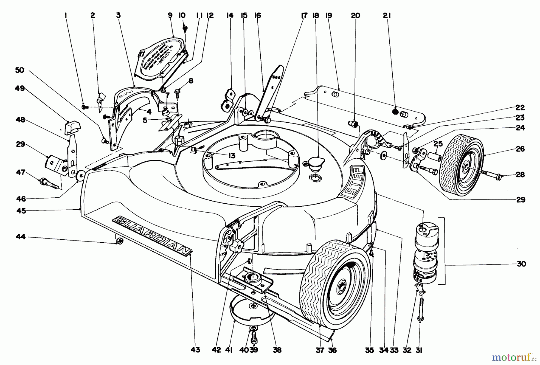 Toro Neu Mowers, Walk-Behind Seite 1 18070 - Toro Lawnmower, 1972 (2000001-2999999) HOUSING ASSEMBLY