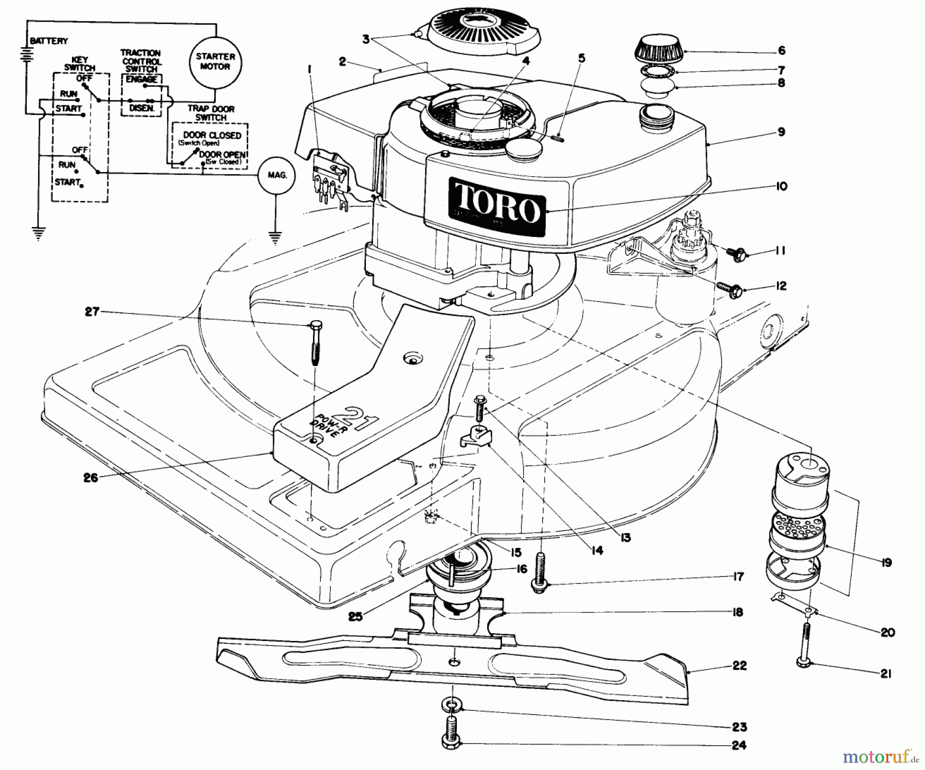 Toro Neu Mowers, Walk-Behind Seite 1 18085 - Toro Lawnmower, 1980 (0000001-0999999) ENGINE ASSEMBLY