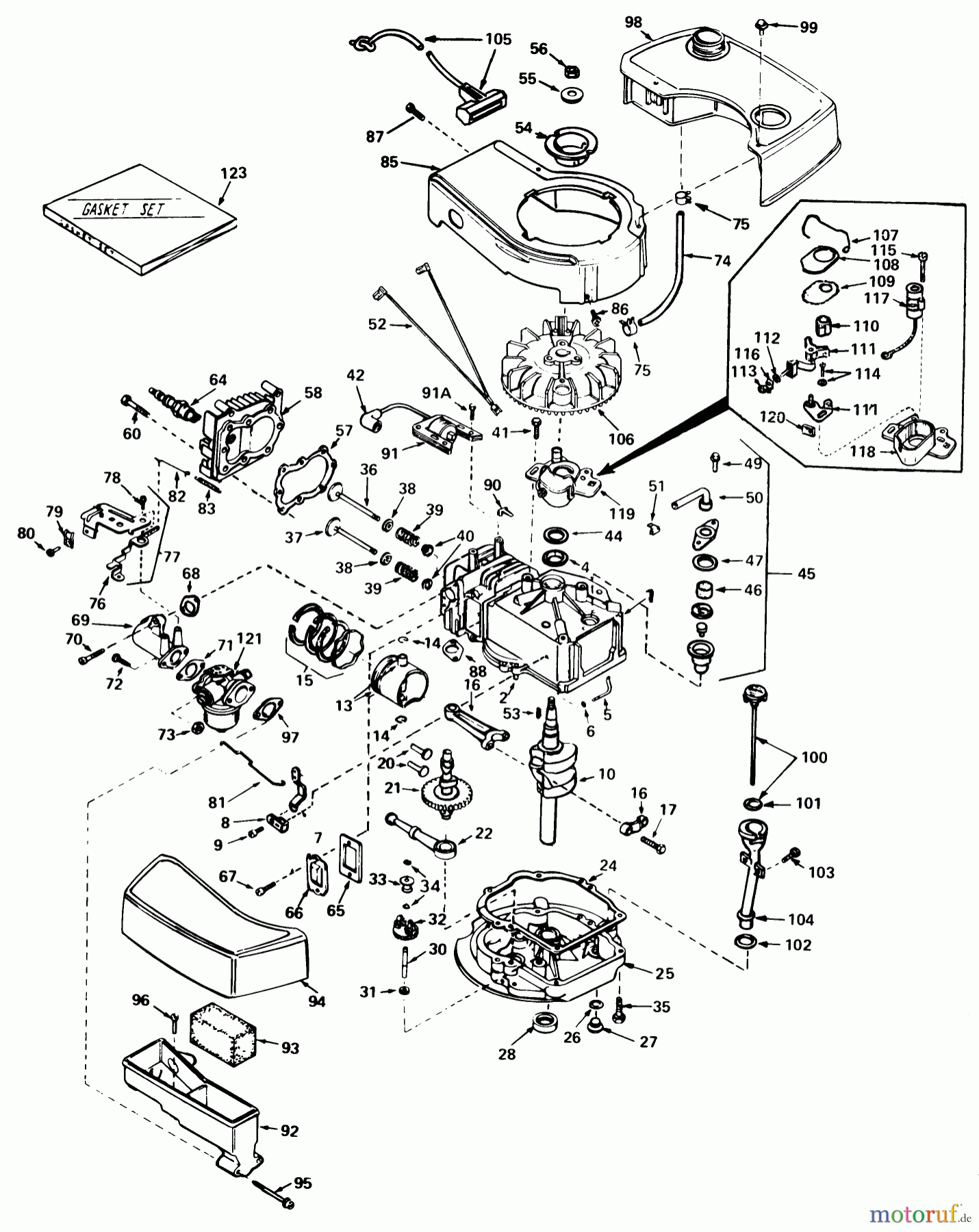 Toro Neu Mowers, Walk-Behind Seite 1 18085 - Toro Lawnmower, 1980 (0000001-0999999) ENGINE TECUMSEH MODEL NO. TNT 100-10060C
