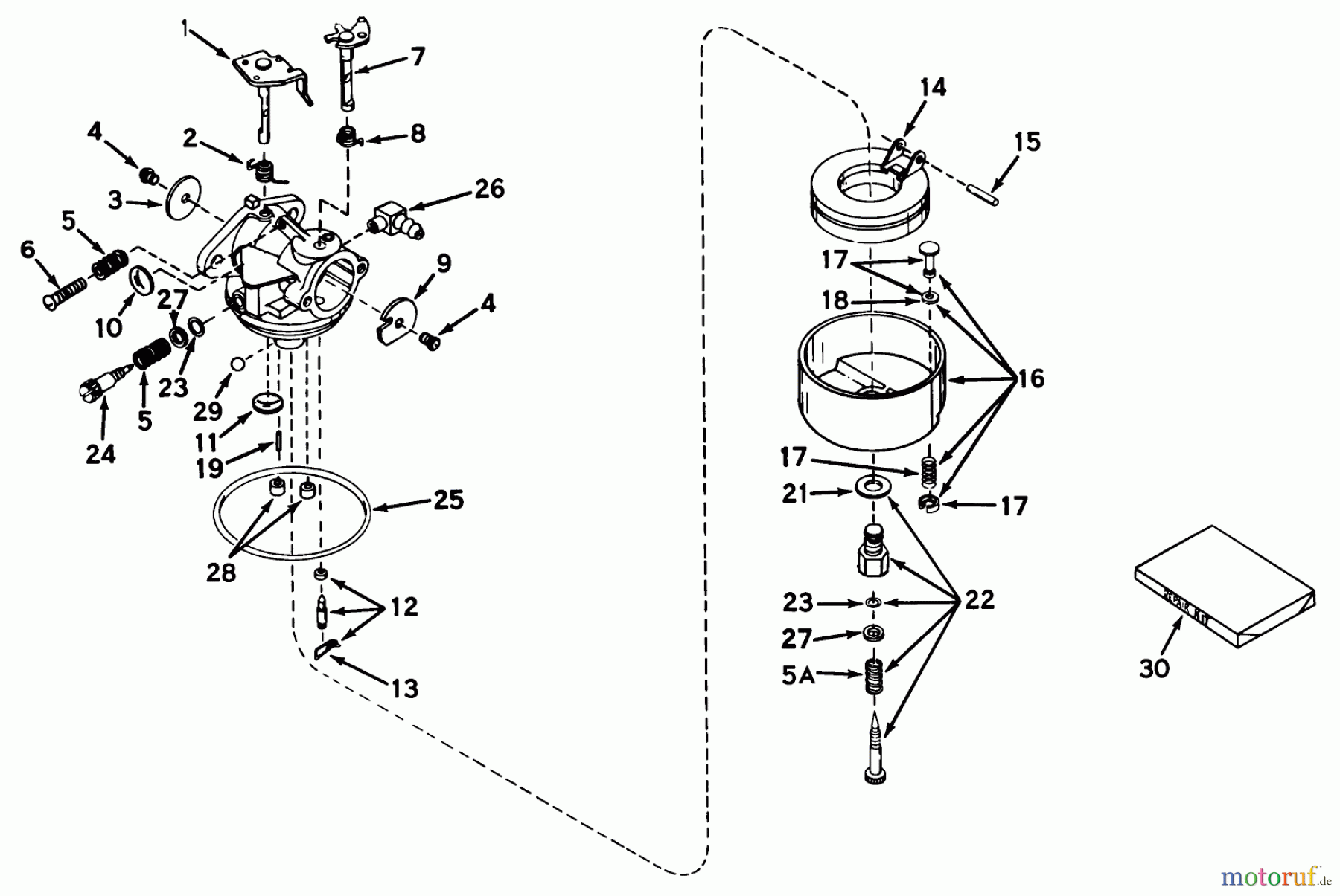 Toro Neu Mowers, Walk-Behind Seite 1 18257 - Toro Guardian Lawnmower, 1971 (1000001-1999999) CARBURETOR NO. 631581