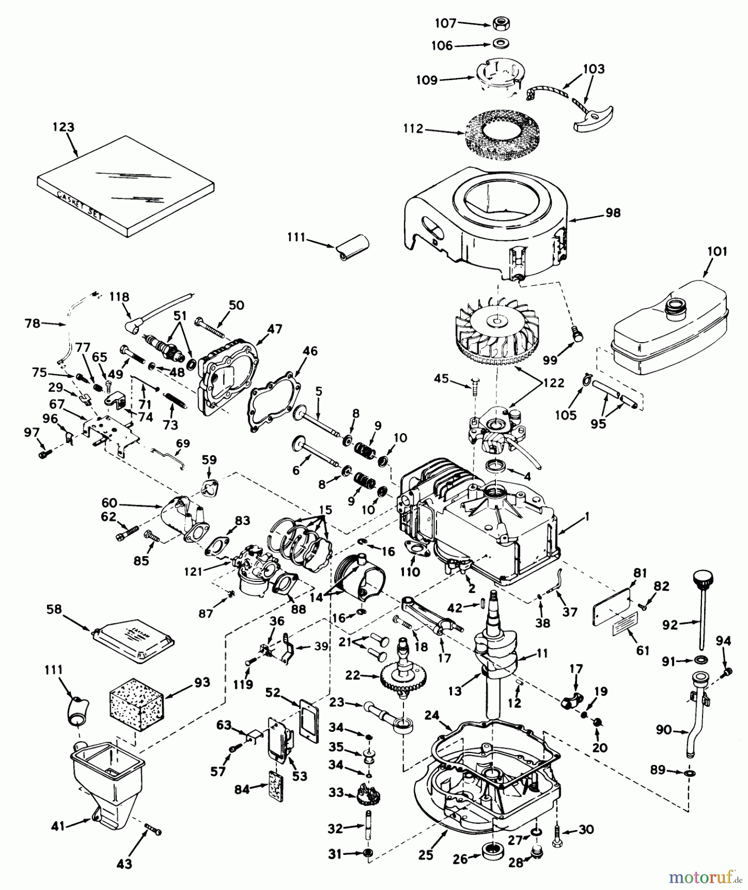 Toro Neu Mowers, Walk-Behind Seite 1 18257 - Toro Guardian Lawnmower, 1972 (2000001-2999999) ENGINE TECUMSEH MODEL NO. LAV30-30482J AND LAV30-30483J