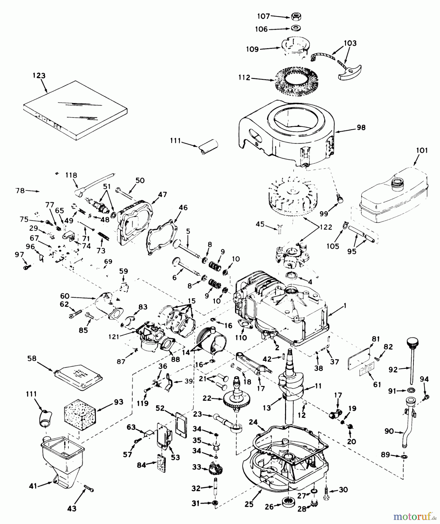 Toro Neu Mowers, Walk-Behind Seite 1 18257 - Toro Guardian Lawnmower, 1972 (2000001-2999999) ENGINE TECUMSEH MODEL NO. LAV30-30482K