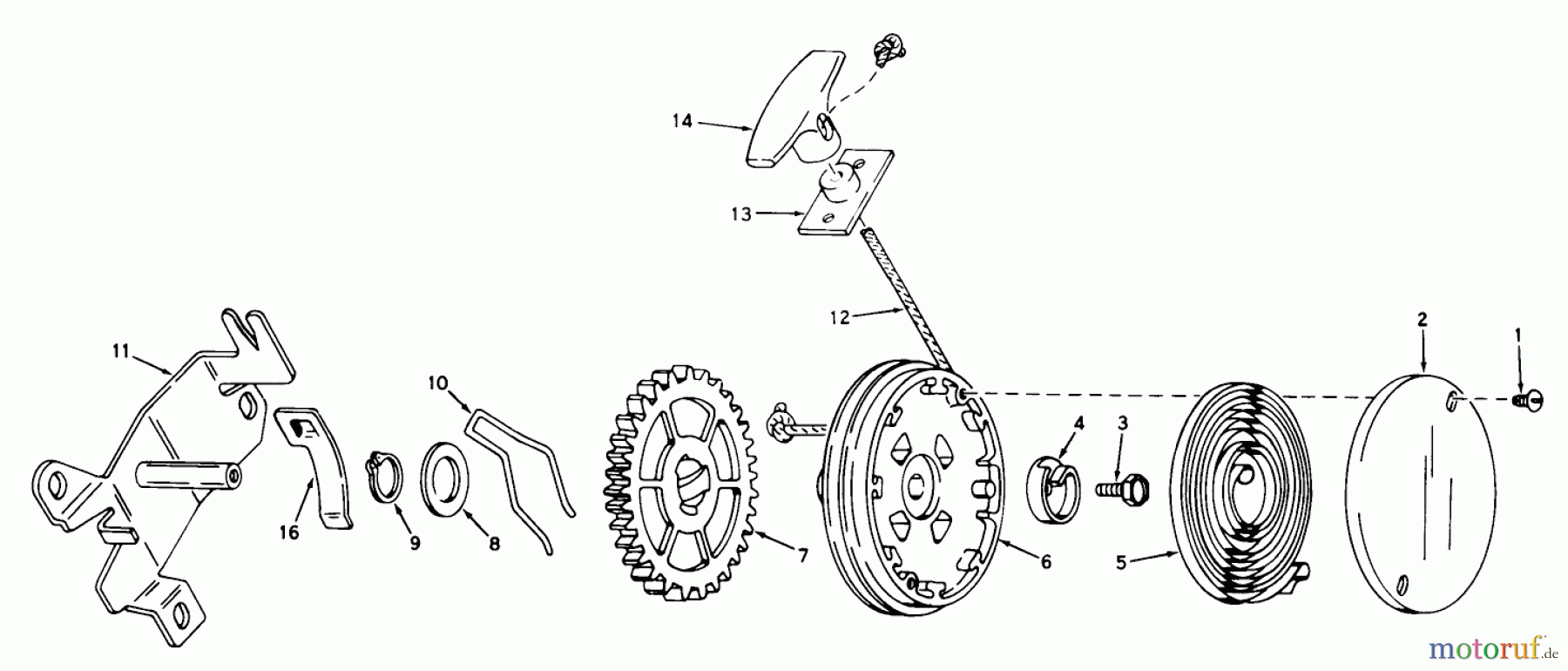 Toro Neu Mowers, Walk-Behind Seite 1 18213 - Toro Whirlwind Lawnmower, 1968 (8000001-8999999) REWIND STARTER NO. 590450
