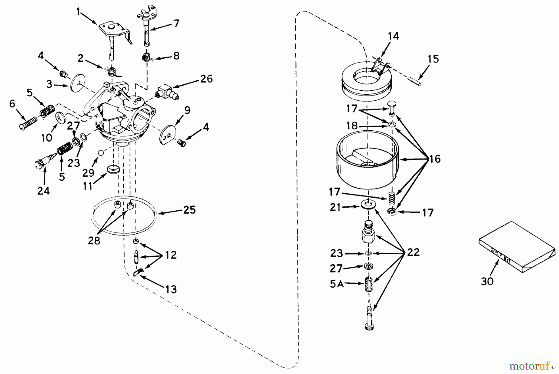 Toro Neu Mowers, Walk-Behind Seite 1 18221 - Toro Whirlwind Lawnmower, 1968 (8000001-8999999) CARBURETOR NO. 631003A (19