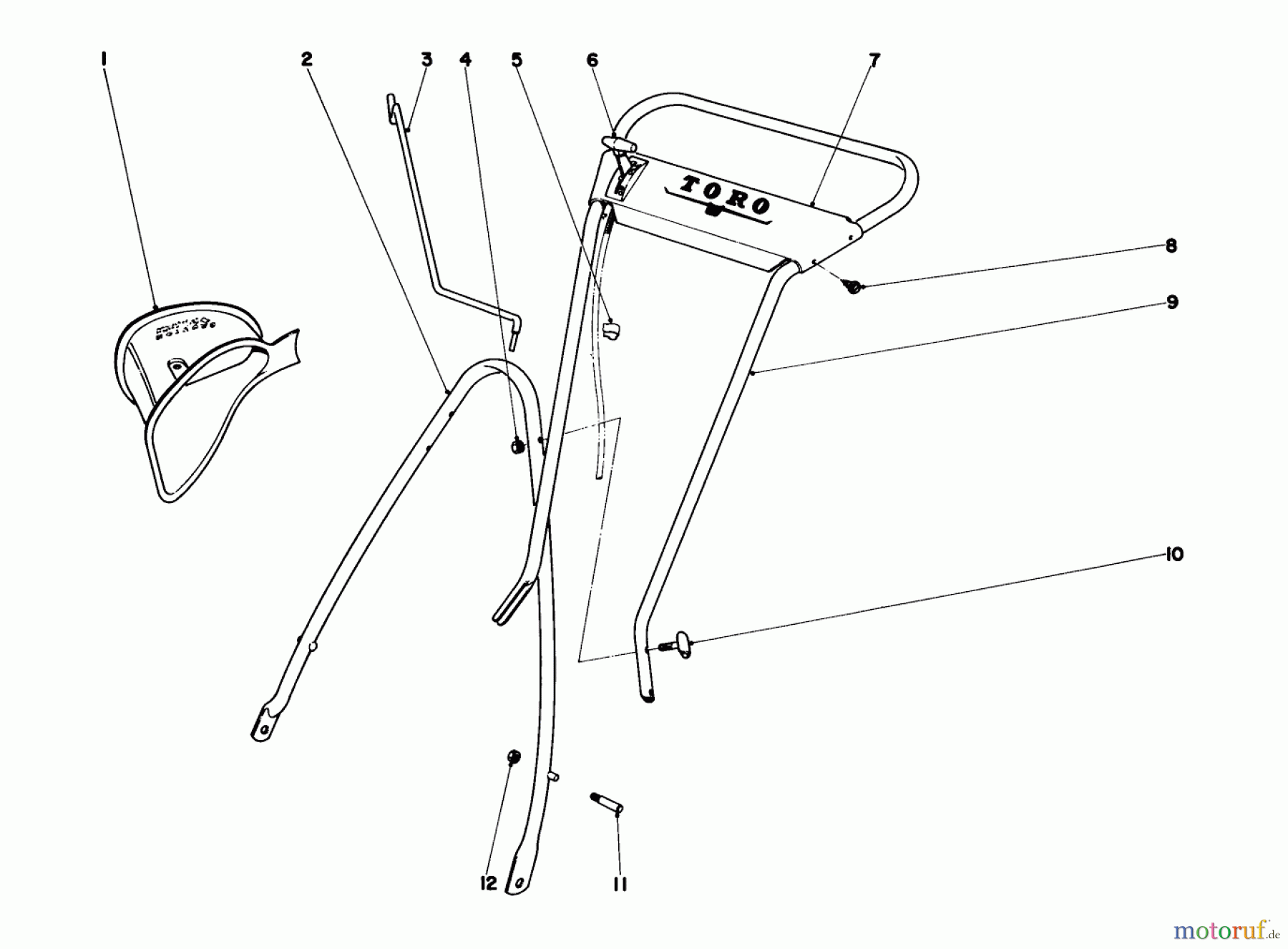Toro Neu Mowers, Walk-Behind Seite 1 18400 - Toro Whirlwind Lawnmower, 1971 (1000001-1999999) HANDLE ASSEMBLY MODEL NO. 19367