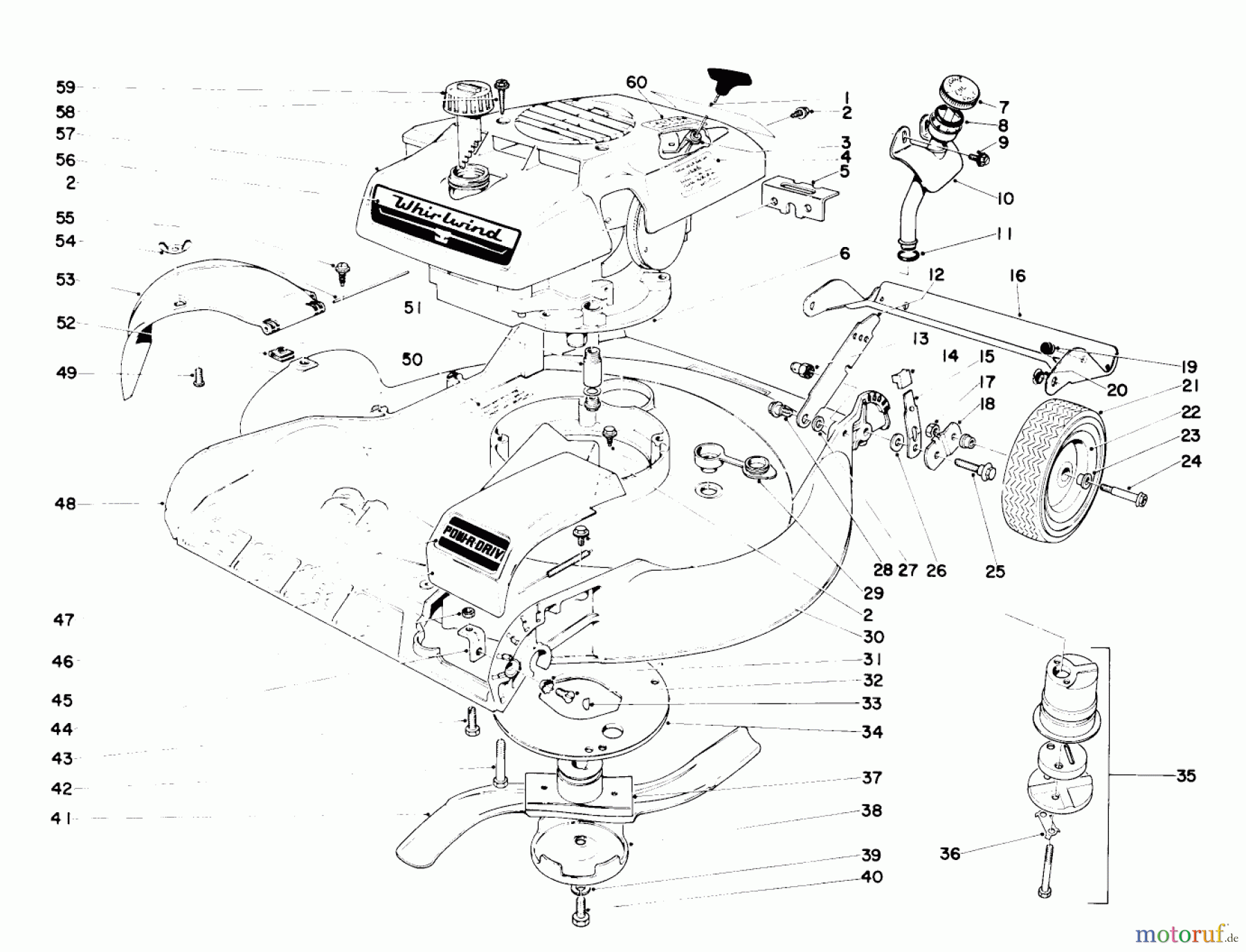 Toro Neu Mowers, Walk-Behind Seite 1 18400 - Toro Whirlwind Lawnmower, 1971 (1000001-1999999) HOUSING ASSEMBLY MODEL NO. 20600