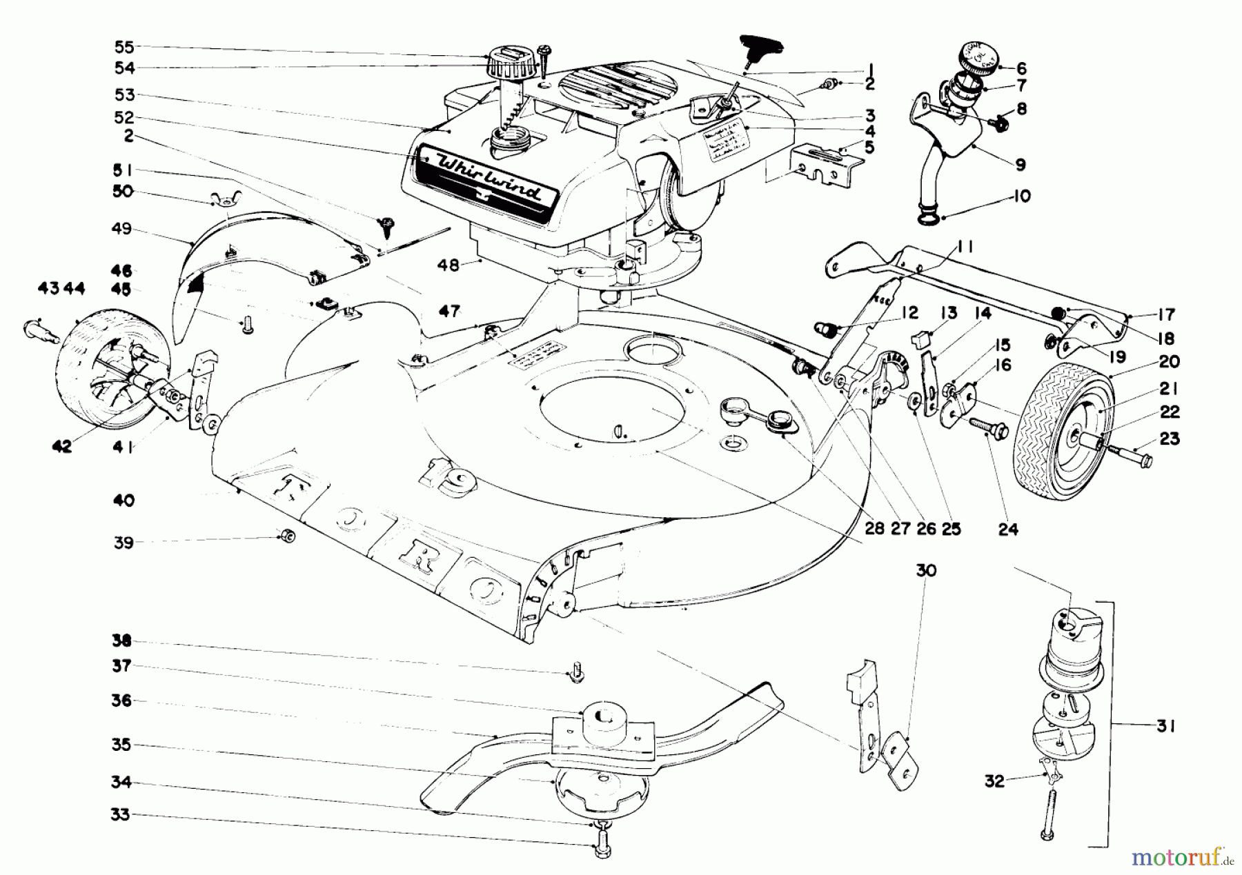 Toro Neu Mowers, Walk-Behind Seite 1 18400 - Toro Whirlwind Lawnmower, 1971 (1000001-1999999) HOUSING ASSEMBLY MODEL NOS. 18400, 19367 & 19500