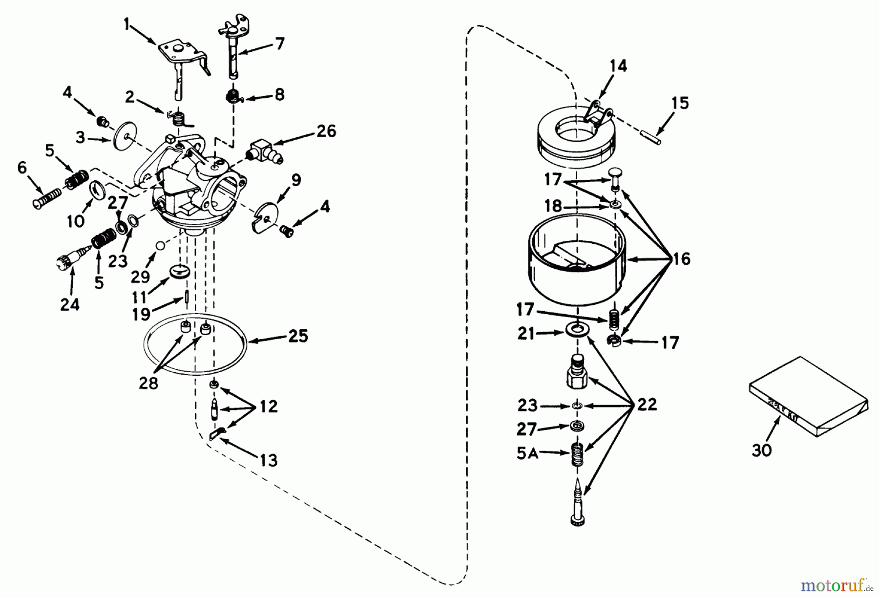 Toro Neu Mowers, Walk-Behind Seite 1 19333 - Toro Whirlwind Lawnmower, 1970 (0000001-0999999) CARBURETOR NO. 631585