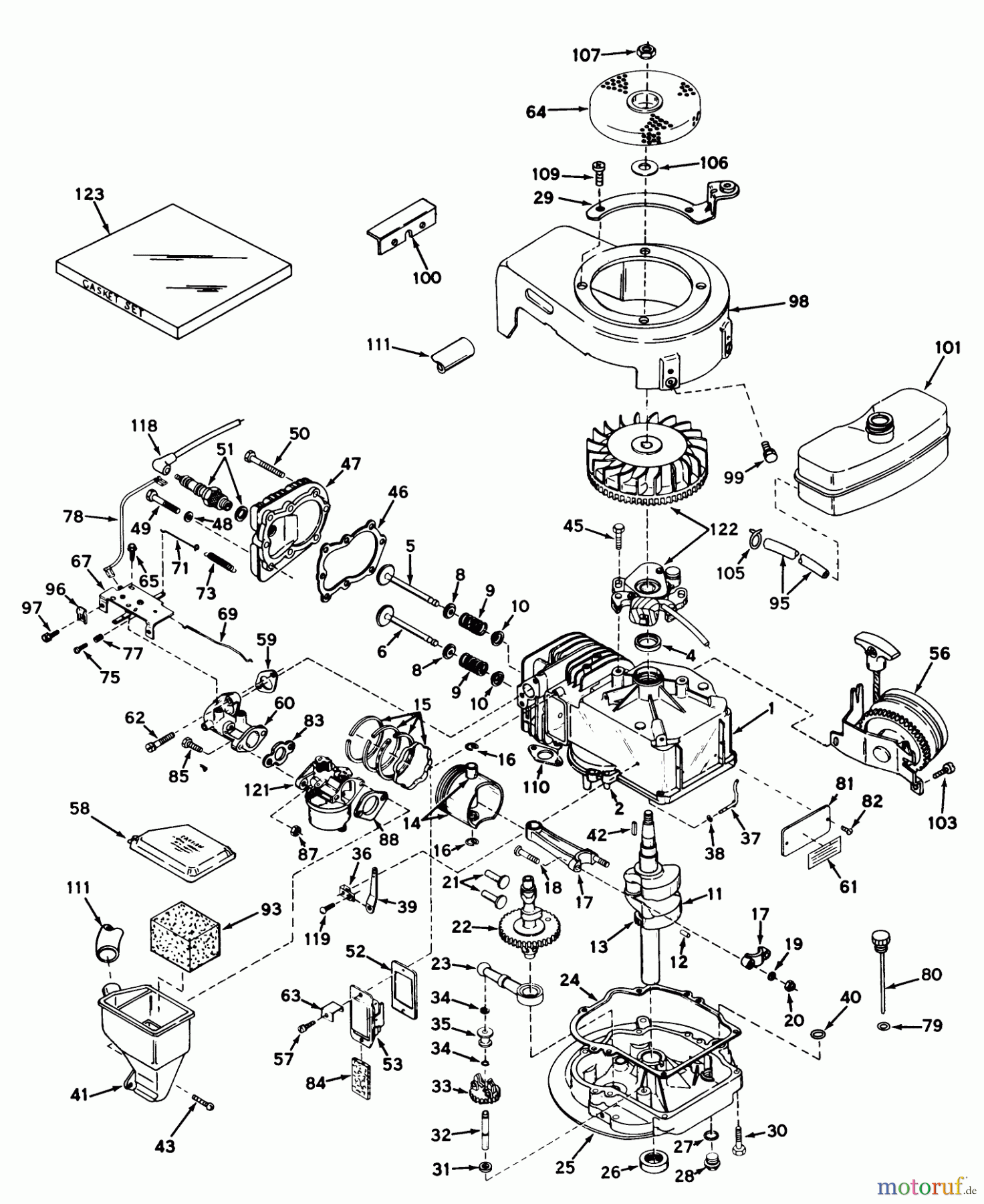 Toro Neu Mowers, Walk-Behind Seite 1 19333 - Toro Whirlwind Lawnmower, 1970 (0000001-0999999) ENGINE MODEL NO. LAV35-4035H