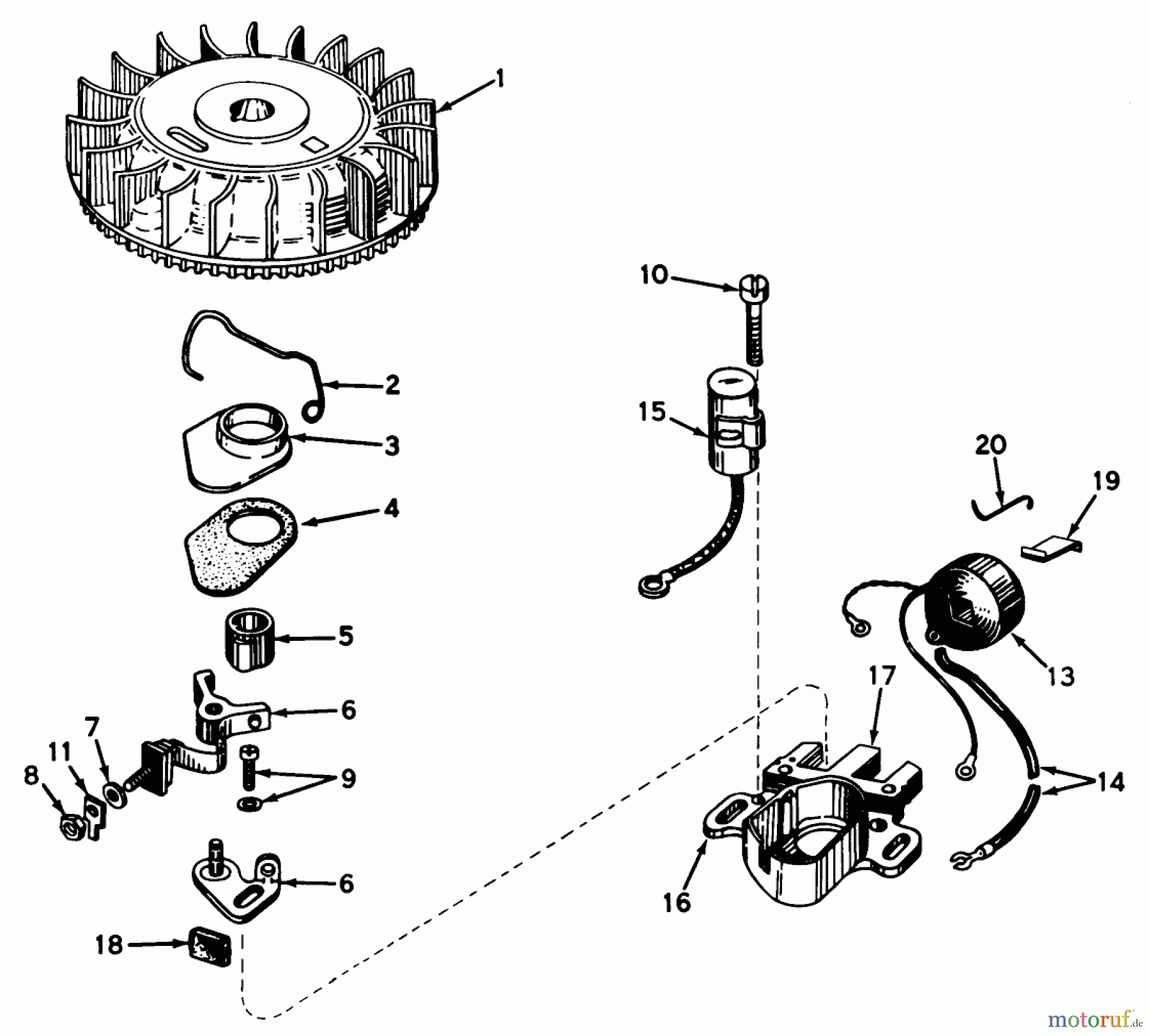 Toro Neu Mowers, Walk-Behind Seite 1 19333 - Toro Whirlwind Lawnmower, 1970 (0000001-0999999) MAGNETO NO. 610793