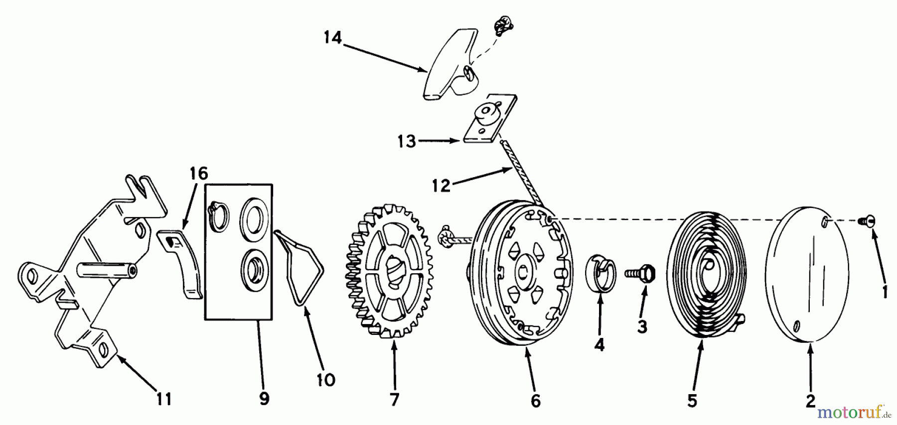 Toro Neu Mowers, Walk-Behind Seite 1 19333 - Toro Whirlwind Lawnmower, 1970 (0000001-0999999) REWIND STARTER NO. 590450A
