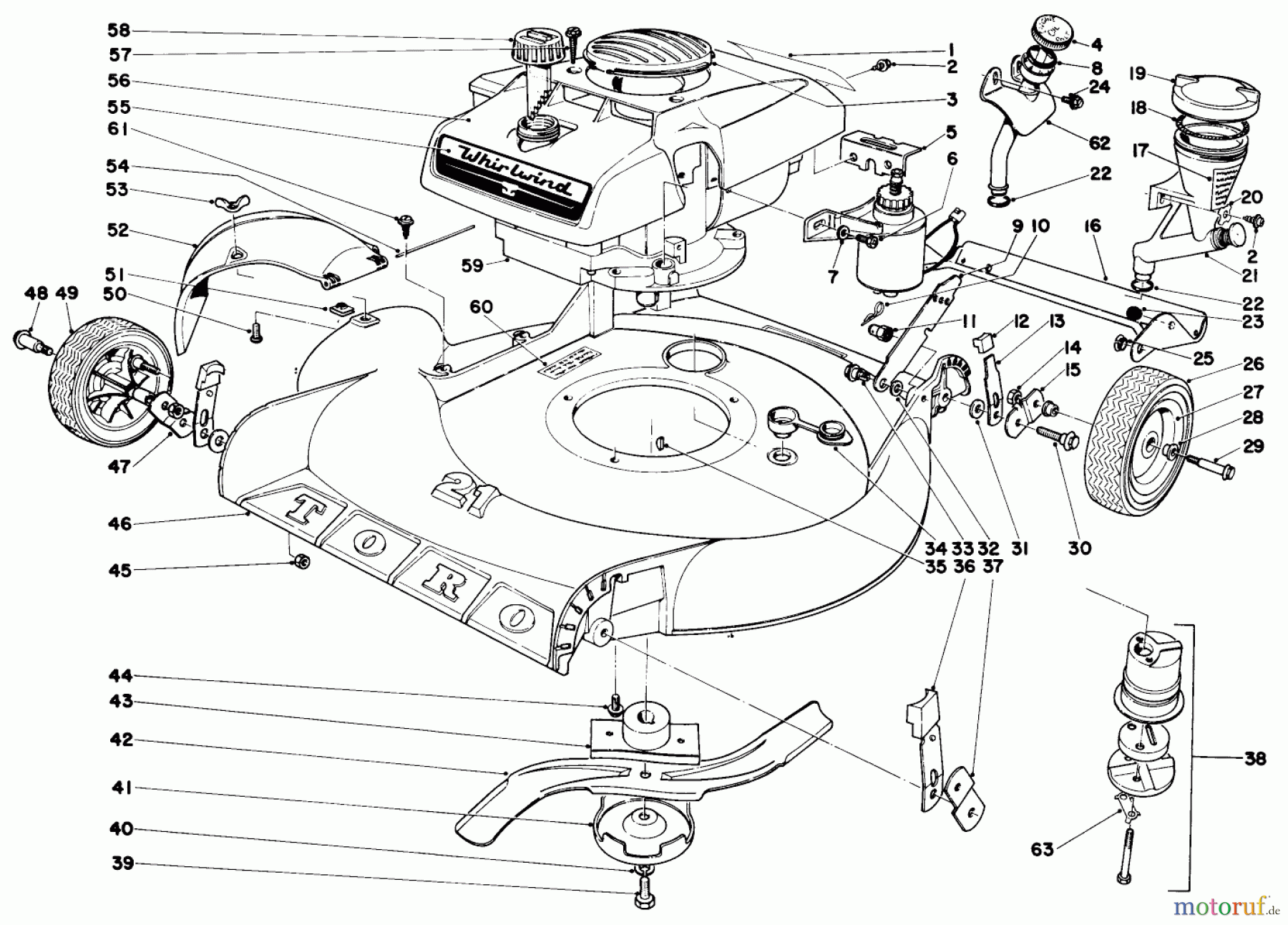 Toro Neu Mowers, Walk-Behind Seite 1 19225 - Toro Whirlwind Lawnmower, 1970 (0000001-0999999) 21