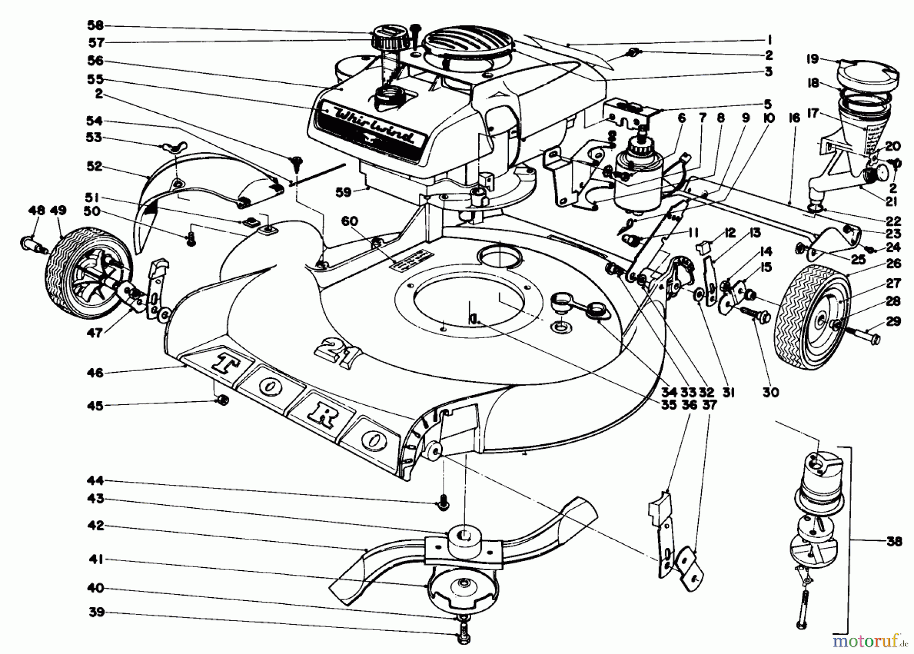 Toro Neu Mowers, Walk-Behind Seite 1 19251 - Toro Whirlwind Lawnmower, 1969 (9000001-9999999) 21