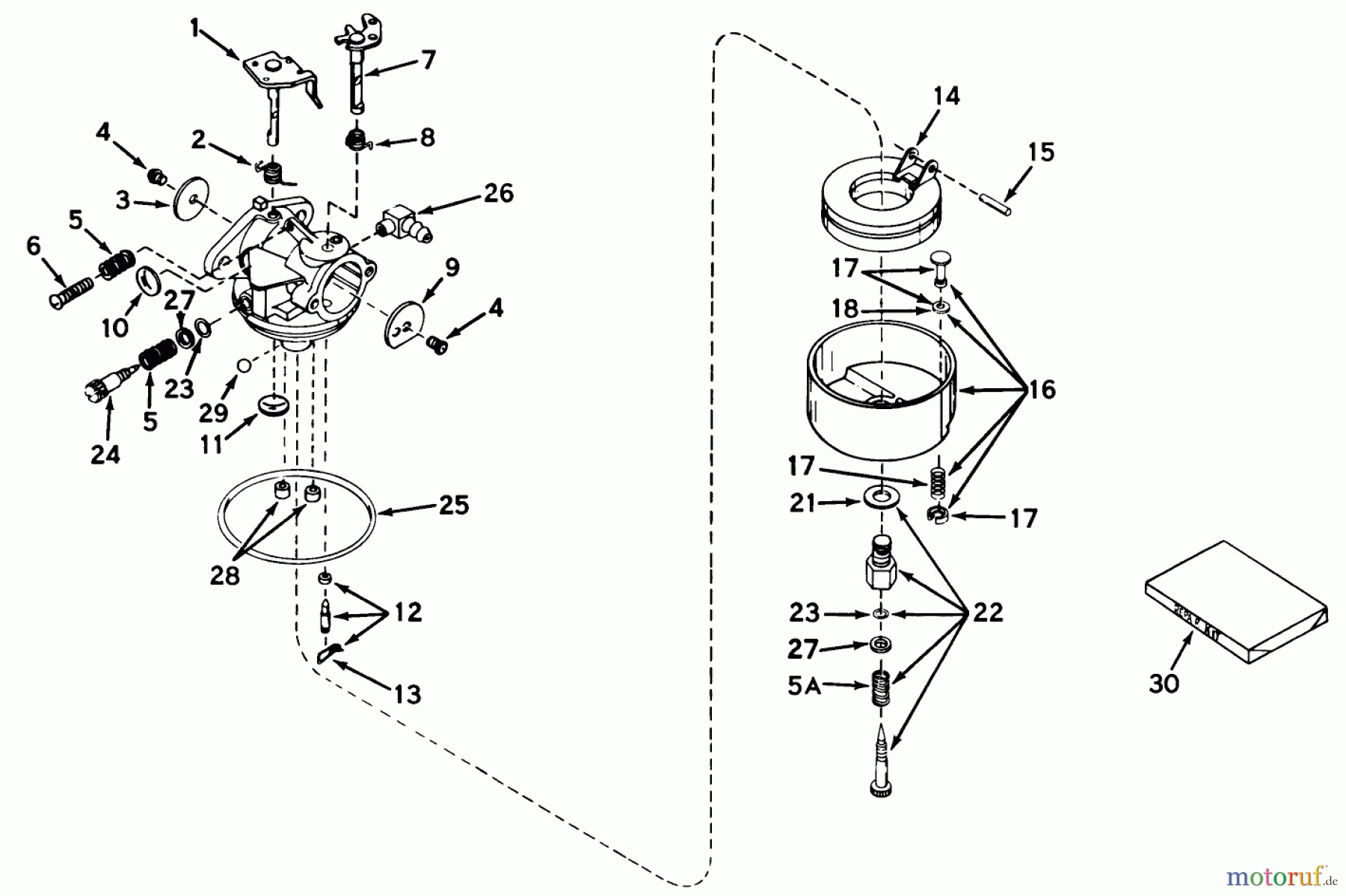 Toro Neu Mowers, Walk-Behind Seite 1 19251 - Toro Whirlwind Lawnmower, 1969 (9000001-9999999) CARBURETOR NO. 631003A