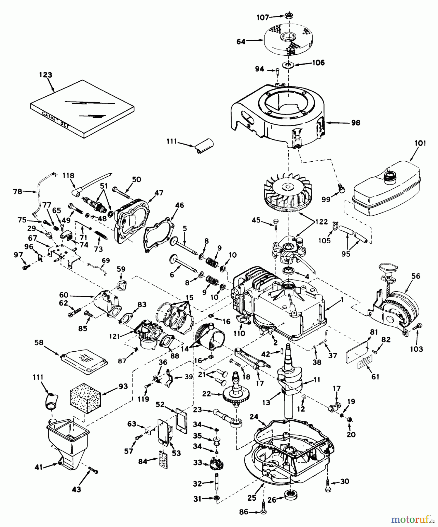 Toro Neu Mowers, Walk-Behind Seite 1 20571 - Toro Guardian Lawnmower, 1972 (2000001-2999999) ENGINE TECUMSEH MODEL NO. LAV35-40646K