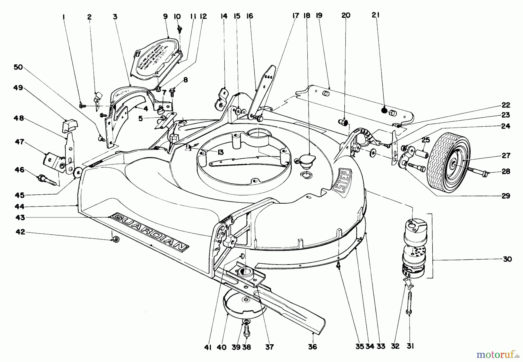 Toro Neu Mowers, Walk-Behind Seite 1 20571 - Toro Guardian Lawnmower, 1972 (2000001-2999999) HOUSING ASSEMBLY MODEL NO. 19271