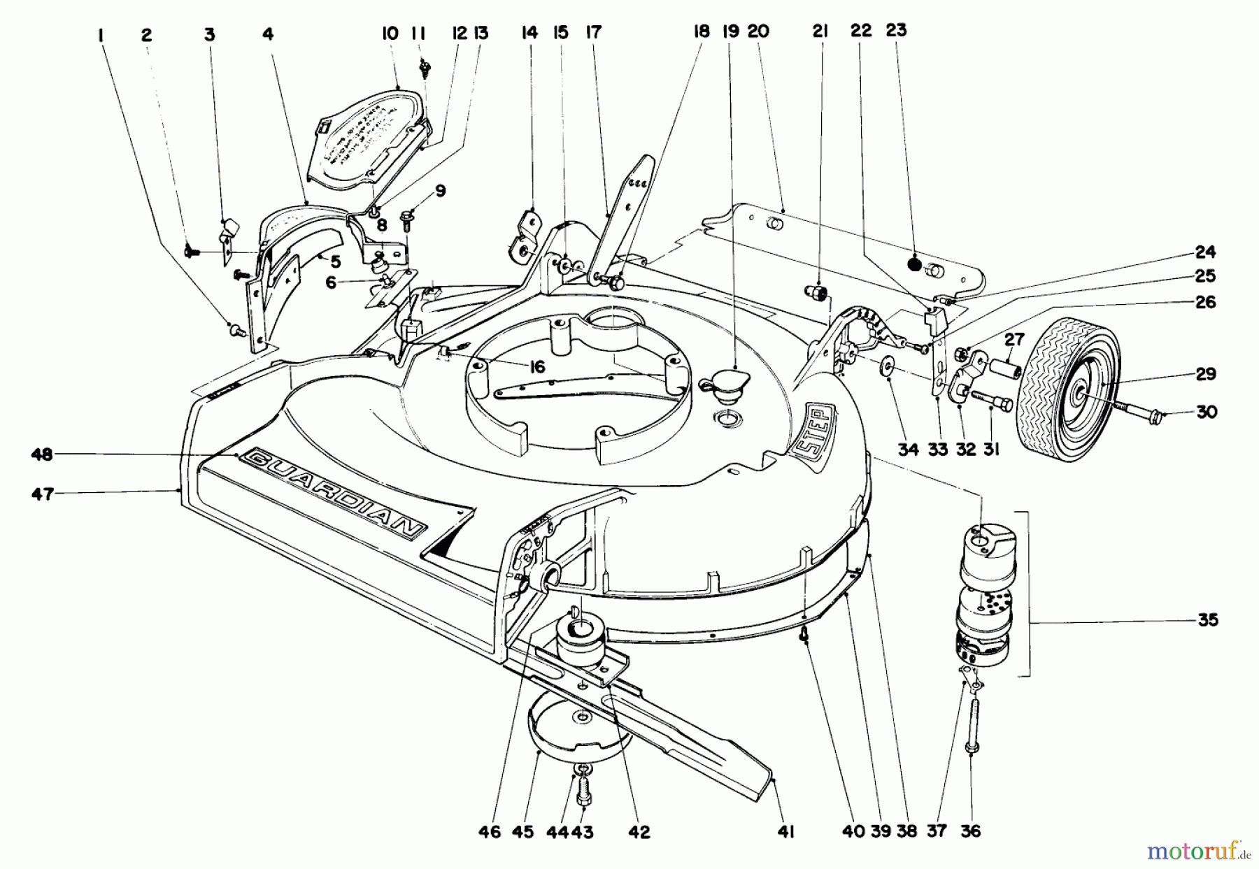 Toro Neu Mowers, Walk-Behind Seite 1 20571 - Toro Guardian Lawnmower, 1972 (2000001-2999999) HOUSING ASSEMBLY MODEL NO. 20571
