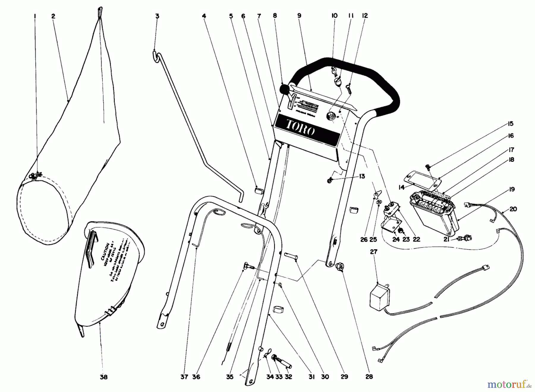 Toro Neu Mowers, Walk-Behind Seite 1 19373 - Toro Guardian Lawnmower, 1973 (3000001-3999999) HANDLE ASSEMBLY