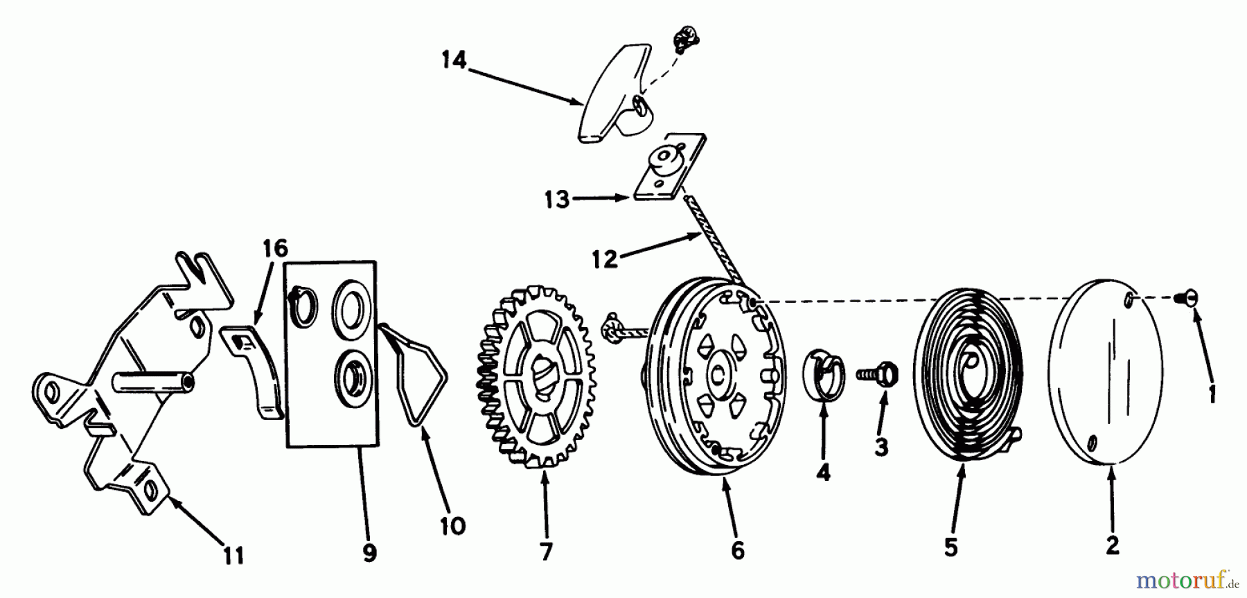 Toro Neu Mowers, Walk-Behind Seite 1 19400 - Toro Guardian Lawnmower, 1974 (4000001-4999999) REWIND STARTER NO. 590450A