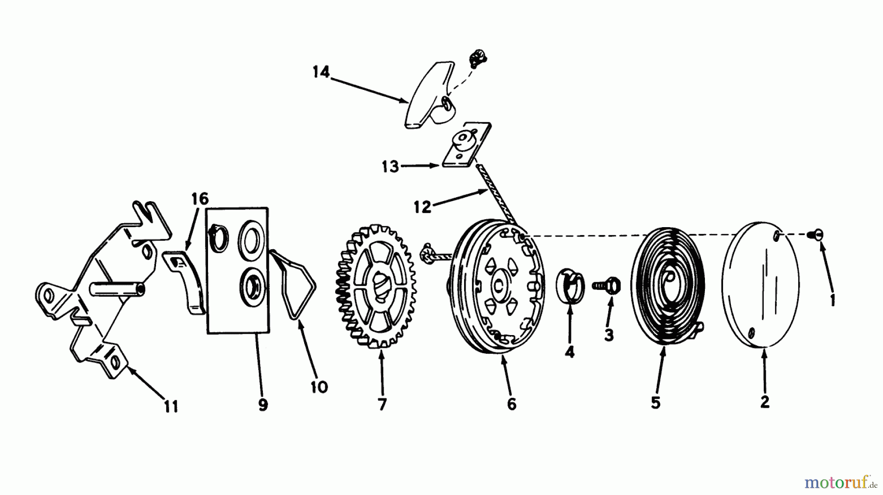 Toro Neu Mowers, Walk-Behind Seite 1 19400 - Toro Guardian Lawnmower, 1975 (5000001-5999999) REWIND STARTER N0. 590450A