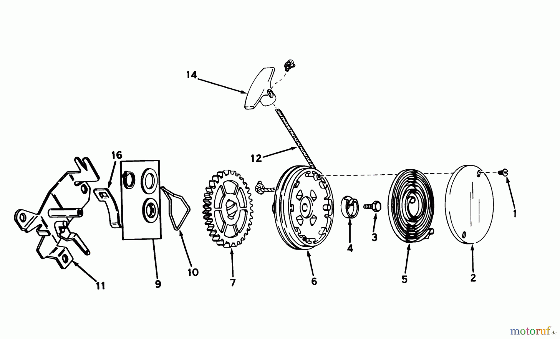Toro Neu Mowers, Walk-Behind Seite 1 19400 - Toro Guardian Lawnmower, 1975 (5000001-5999999) REWIND STARTER NO. 590519