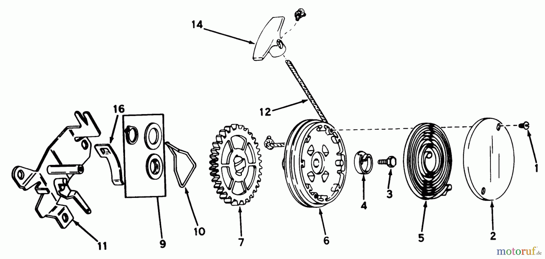 Toro Neu Mowers, Walk-Behind Seite 1 19400 - Toro Guardian Lawnmower, 1976 (6000001-6999999) REWIND STARTER NO. 590519