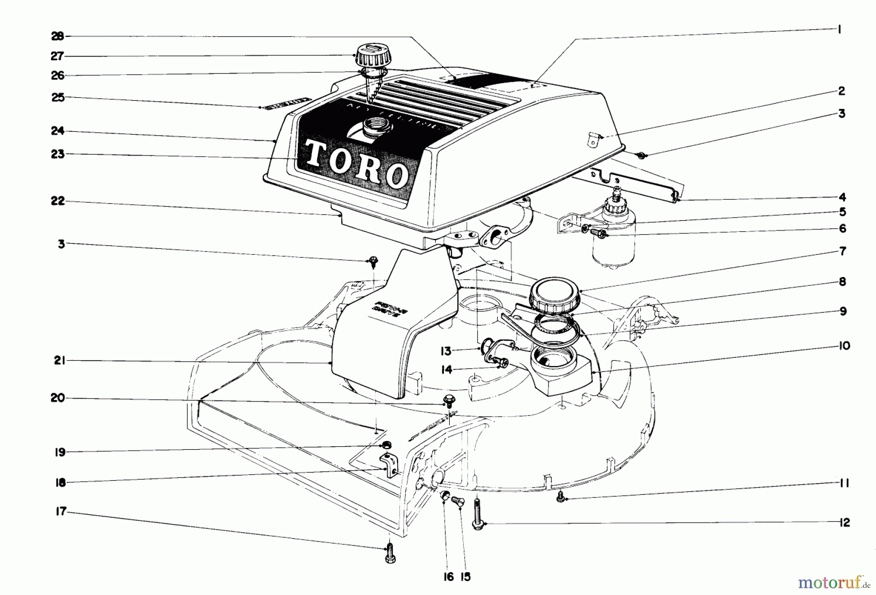 Toro Neu Mowers, Walk-Behind Seite 1 19472 - Toro Guardian Lawnmower, 1971 (1000001-1999999) ENGLNE ASSEMBLY MODEL NO. 21172