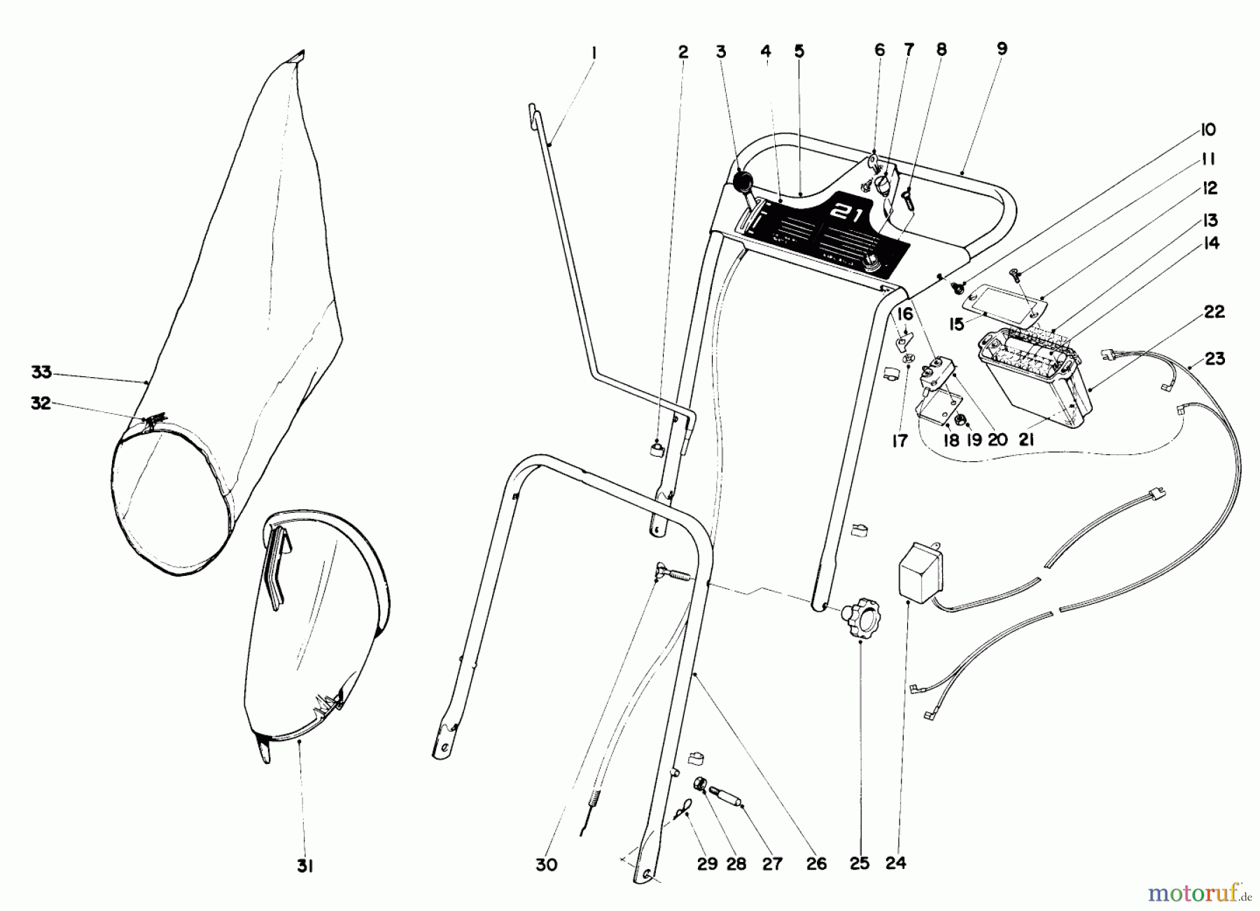 Toro Neu Mowers, Walk-Behind Seite 1 19472 - Toro Guardian Lawnmower, 1971 (1000001-1999999) HANDLE ASSEMBLY MODEL NO. 19472