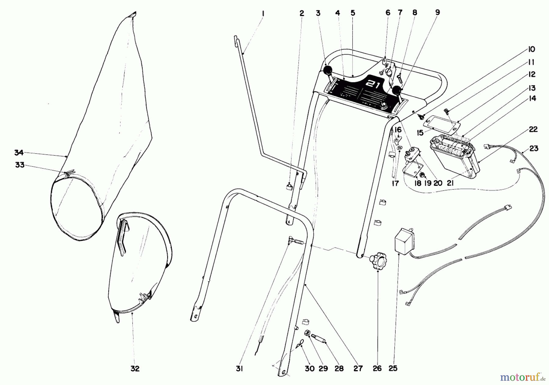 Toro Neu Mowers, Walk-Behind Seite 1 19472 - Toro Guardian Lawnmower, 1971 (1000001-1999999) HANDLE ASSEMBLY MODEL NO. 21172