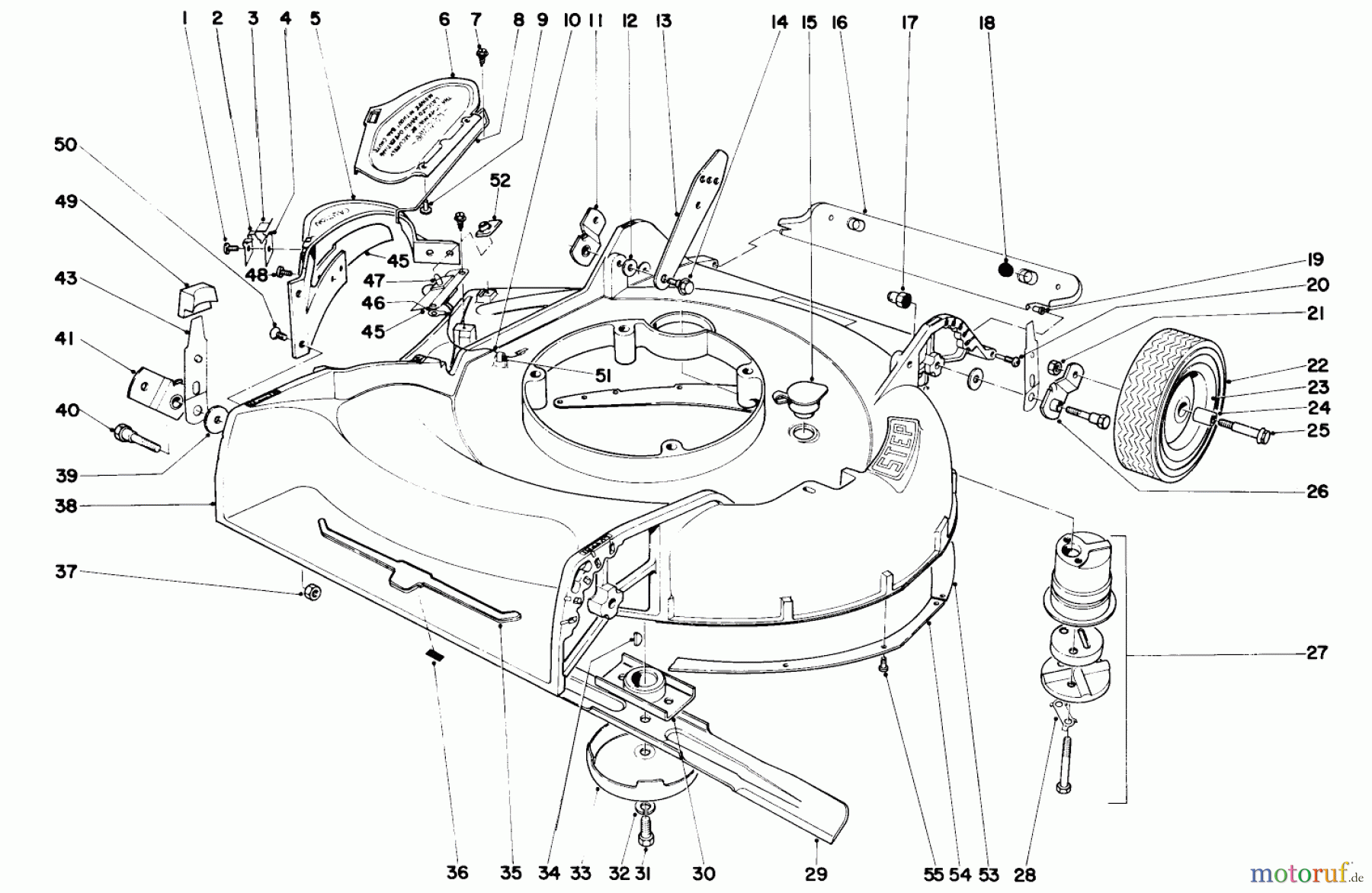 Toro Neu Mowers, Walk-Behind Seite 1 19472 - Toro Guardian Lawnmower, 1971 (1000001-1999999) HOUSING ASSEMBLY MODEL NO. 19472
