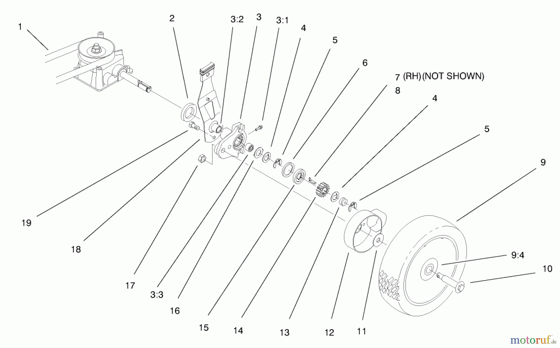 Toro Neu Mowers, Walk-Behind Seite 1 20021 (R-21S1B) - Toro Recycler Mower, R-21S1B, 2000 (200000001-200999999) REAR AXLE ASSEMBLY