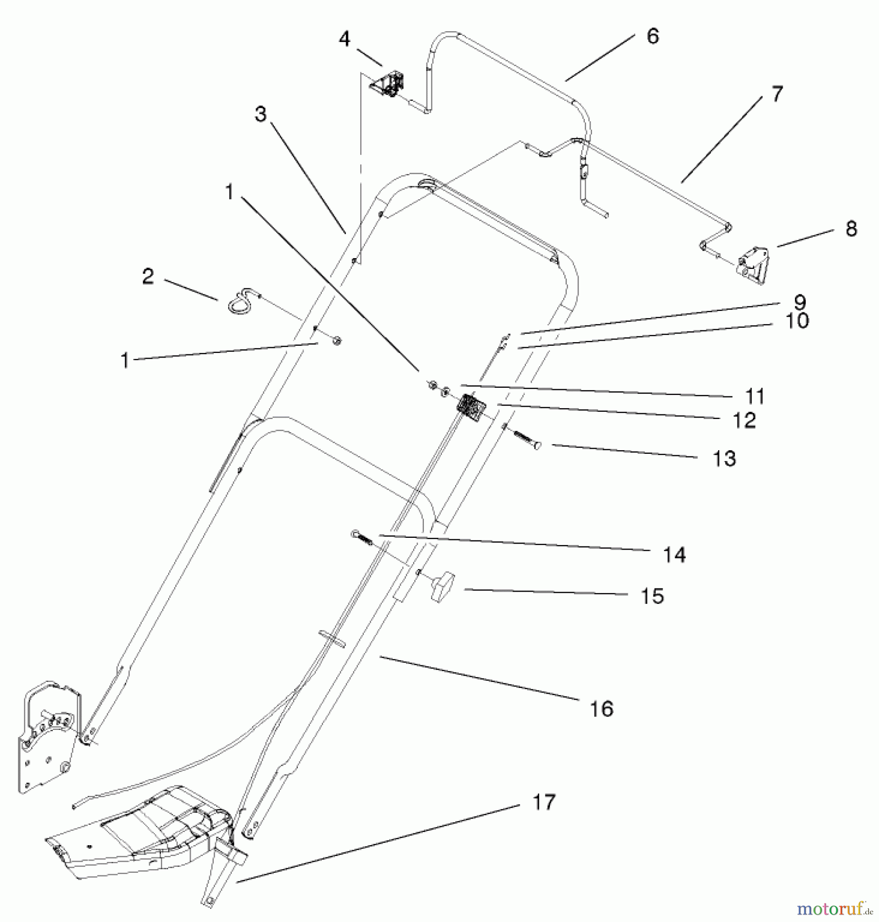  Toro Neu Mowers, Walk-Behind Seite 1 20021 (R-21S1B) - Toro Recycler Mower, R-21S1B, 2001 (210000001-210999999) HANDLE ASSEMBLY