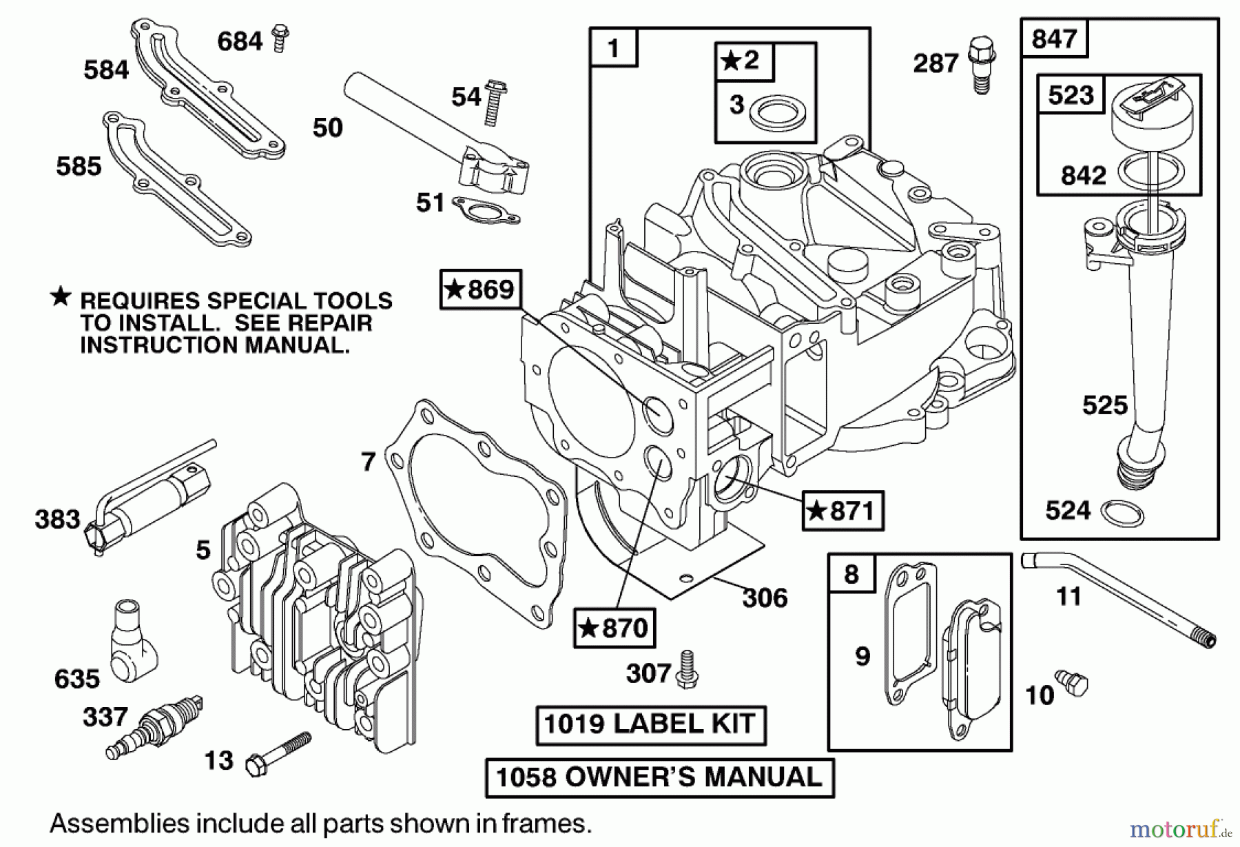  Toro Neu Mowers, Walk-Behind Seite 1 20025 - Toro Recycler Mower, 2001 (210000001-210999999) ENGINE BRIGGS & STRATTON MODEL 12J802-2369-B1 #1