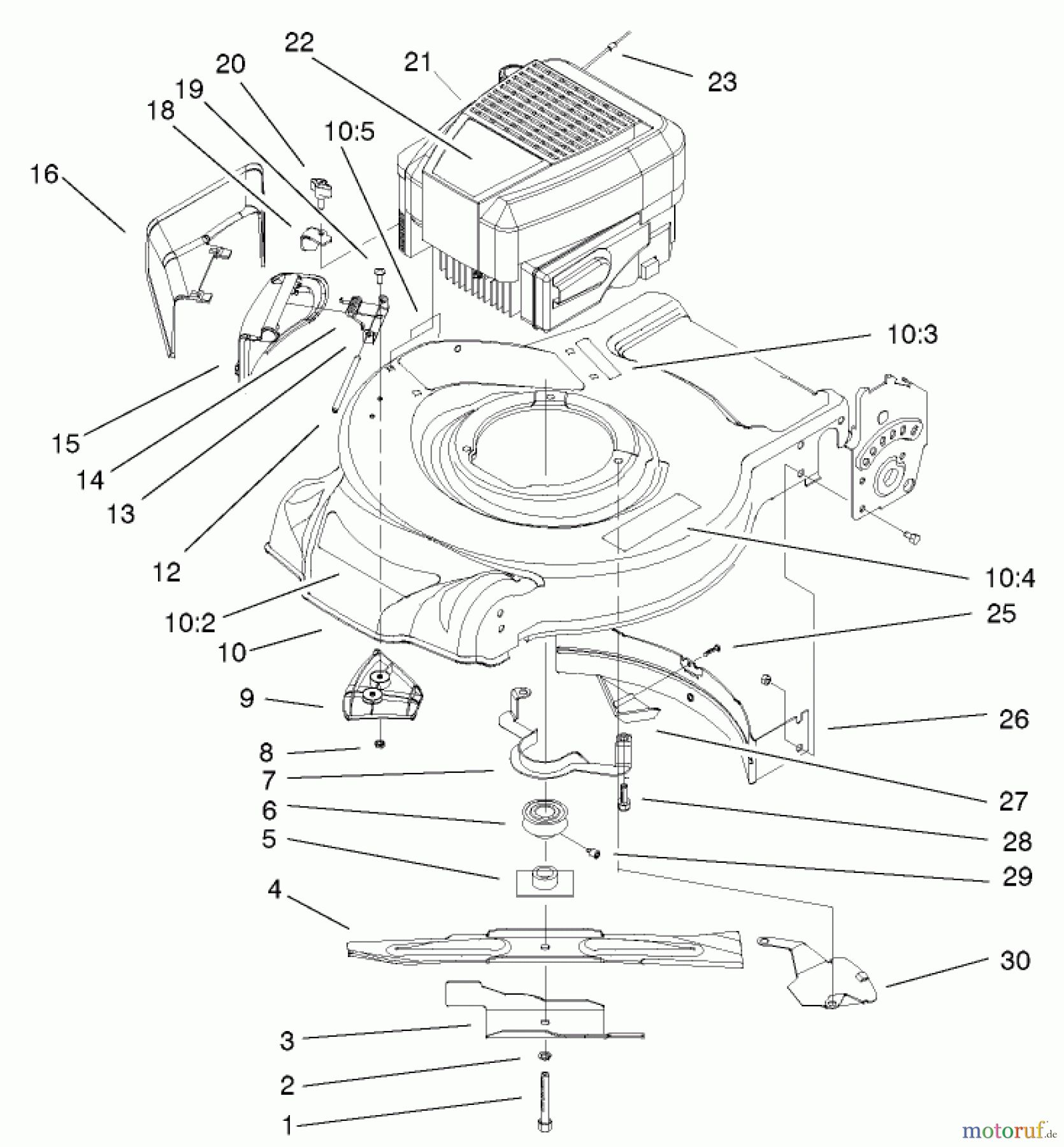 Toro Neu Mowers, Walk-Behind Seite 1 20028 - Toro Recycler Mower, 2001 (210000001-210999999) ENGINE ASSEMBLY