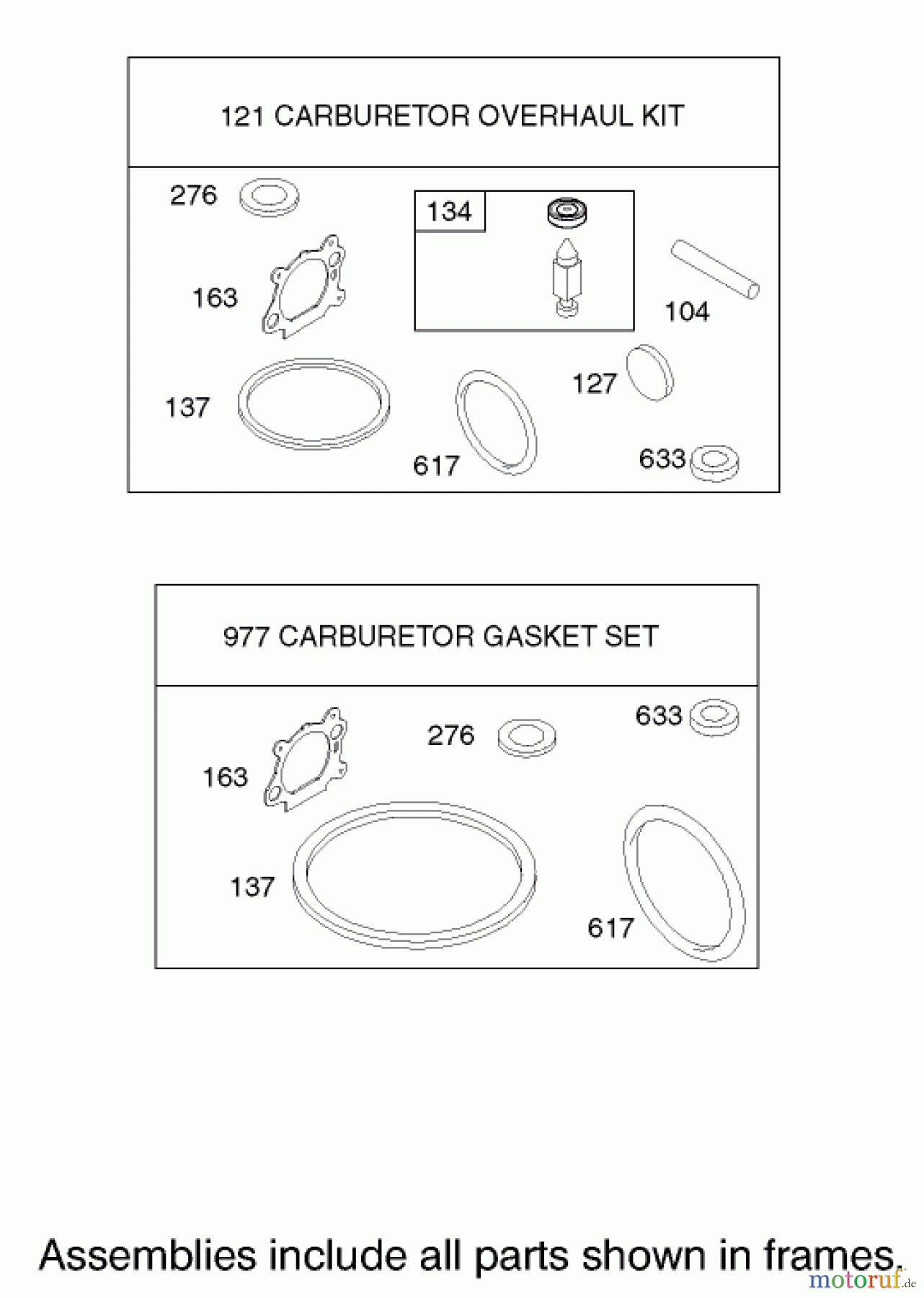 Toro Neu Mowers, Walk-Behind Seite 1 20033 - Toro Super Recycler Mower, 2002 (220000001-220999999) CARBURETOR OVERHAUL KIT ASSEMBLY ENGINE BRIGGS AND STRATTON MODEL 123K02-0114-E1