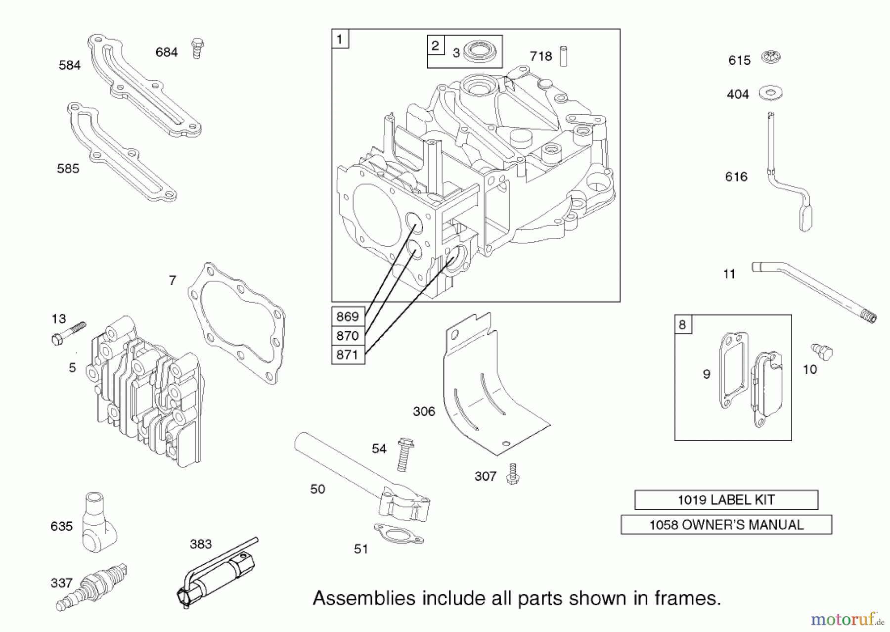 Toro Neu Mowers, Walk-Behind Seite 1 20033 - Toro Super Recycler Mower, 2002 (220000001-220999999) CYLINDER ASSEMBLY ENGINE BRIGGS AND STRATTON MODEL 124K02-0110-B1