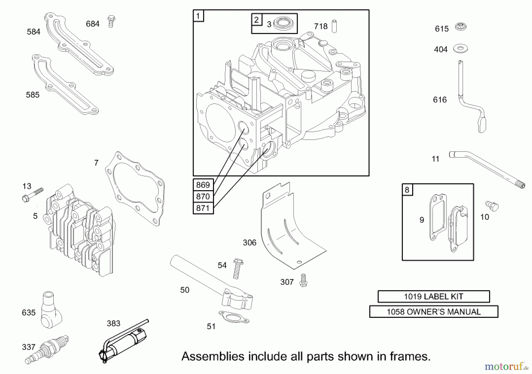 Toro Neu Mowers, Walk-Behind Seite 1 20033 - Toro Super Recycler Mower, 2004 (240000001-240999999) CYLINDER ASSEMBLY ENGINE BRIGGS AND STRATTON MODEL 123K02-0114-E1