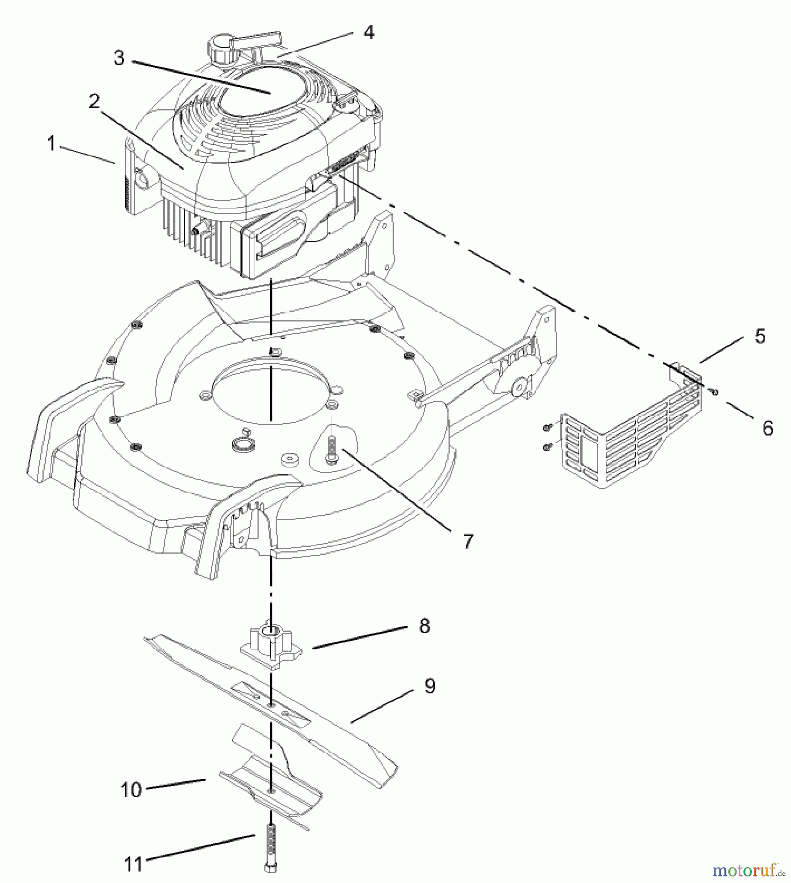 Toro Neu Mowers, Walk-Behind Seite 1 20033 - Toro Super Recycler Mower, 2004 (240000001-240999999) ENGINE AND BLADE ASSEMBLY