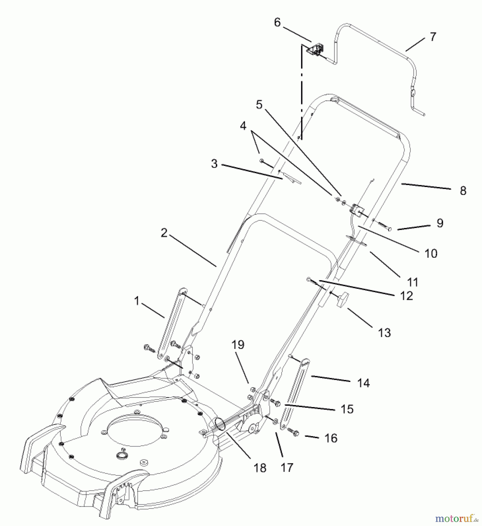 Toro Neu Mowers, Walk-Behind Seite 1 20033 - Toro Super Recycler Mower, 2004 (240000001-240999999) HANDLE AND CONTROL ASSEMBLY