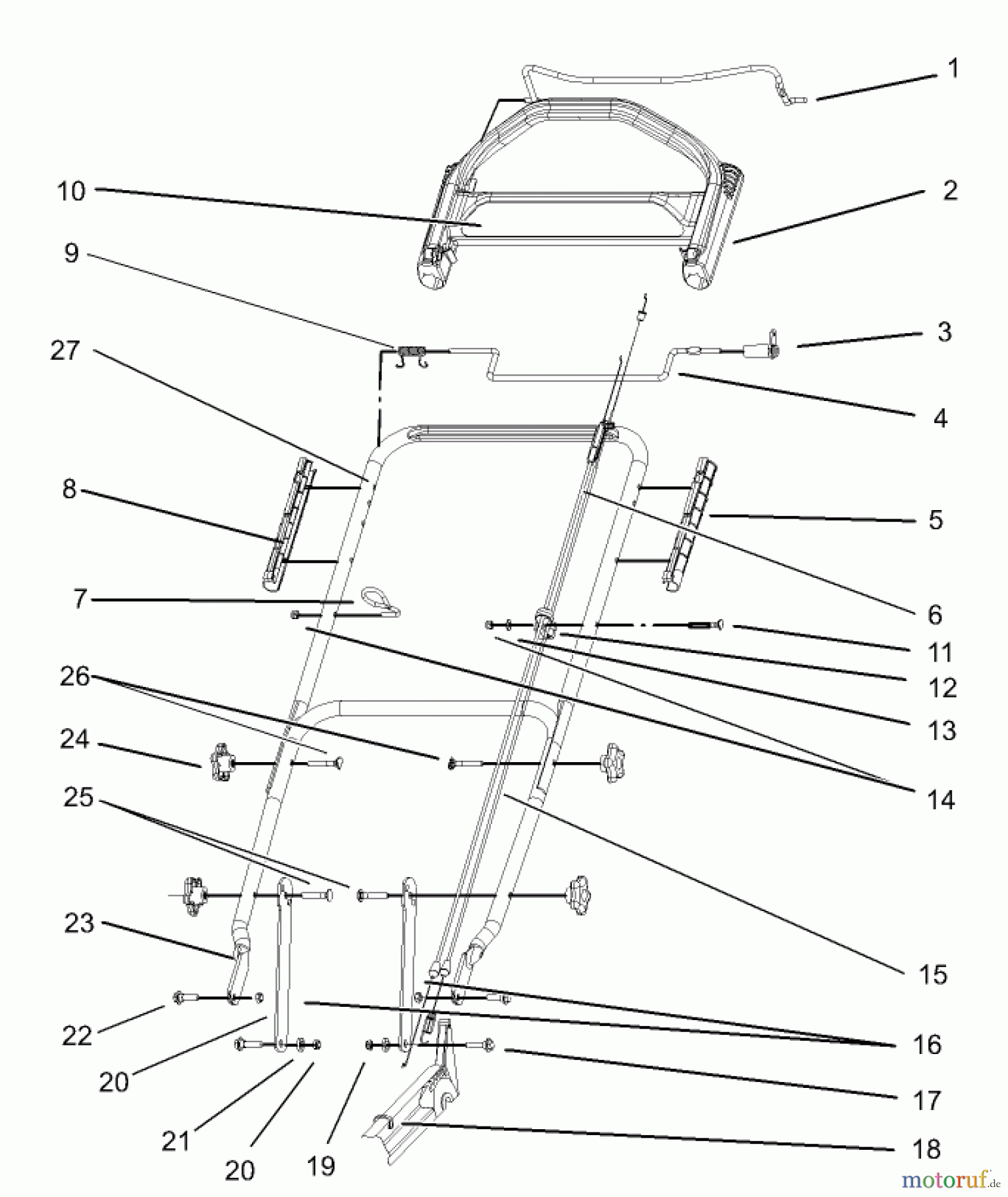 Toro Neu Mowers, Walk-Behind Seite 1 20036 - Toro Super Recycler Mower, 2004 (240000001-240999999) HANDLE AND CONTROL ASSEMBLY