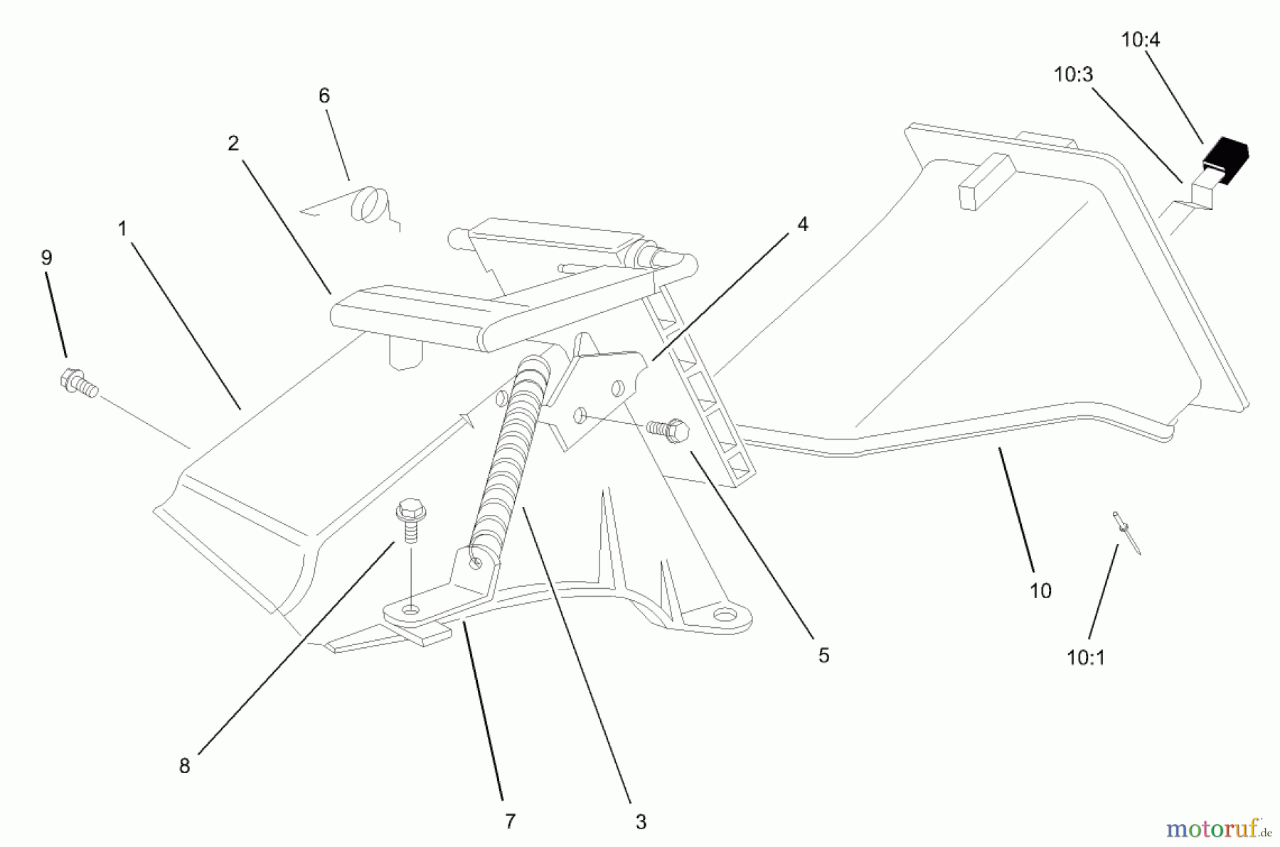Toro Neu Mowers, Walk-Behind Seite 1 20036 - Toro Super Recycler Mower, 2004 (240000001-240999999) REAR BAG DISCHARGE CHUTE ASSEMBLY (MODEL 20037 ONLY)