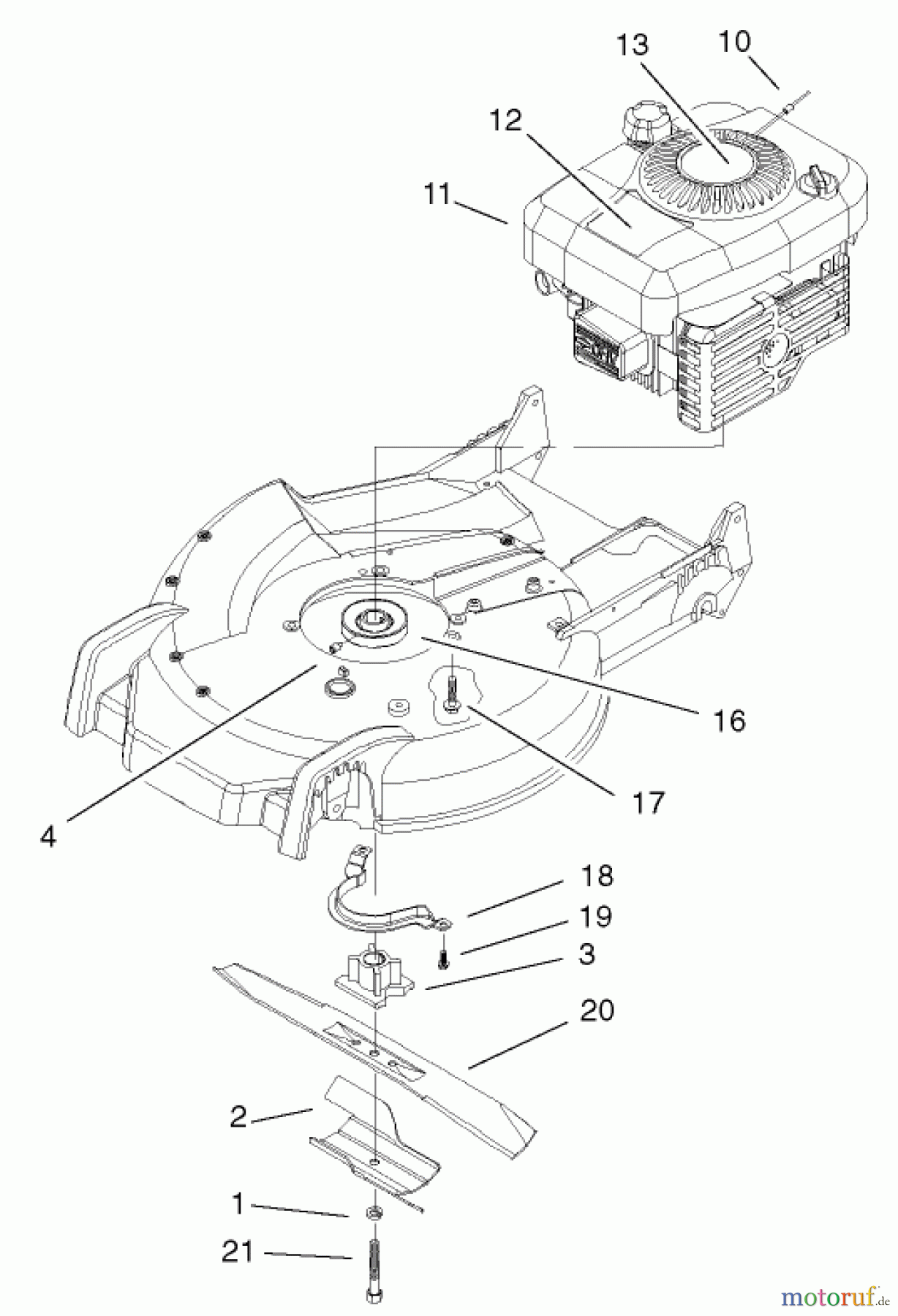 Toro Neu Mowers, Walk-Behind Seite 1 20038 - Toro Super Recycler Mower with Bag, 2002 (220000001-220999999) ENGINE ASSEMBLY