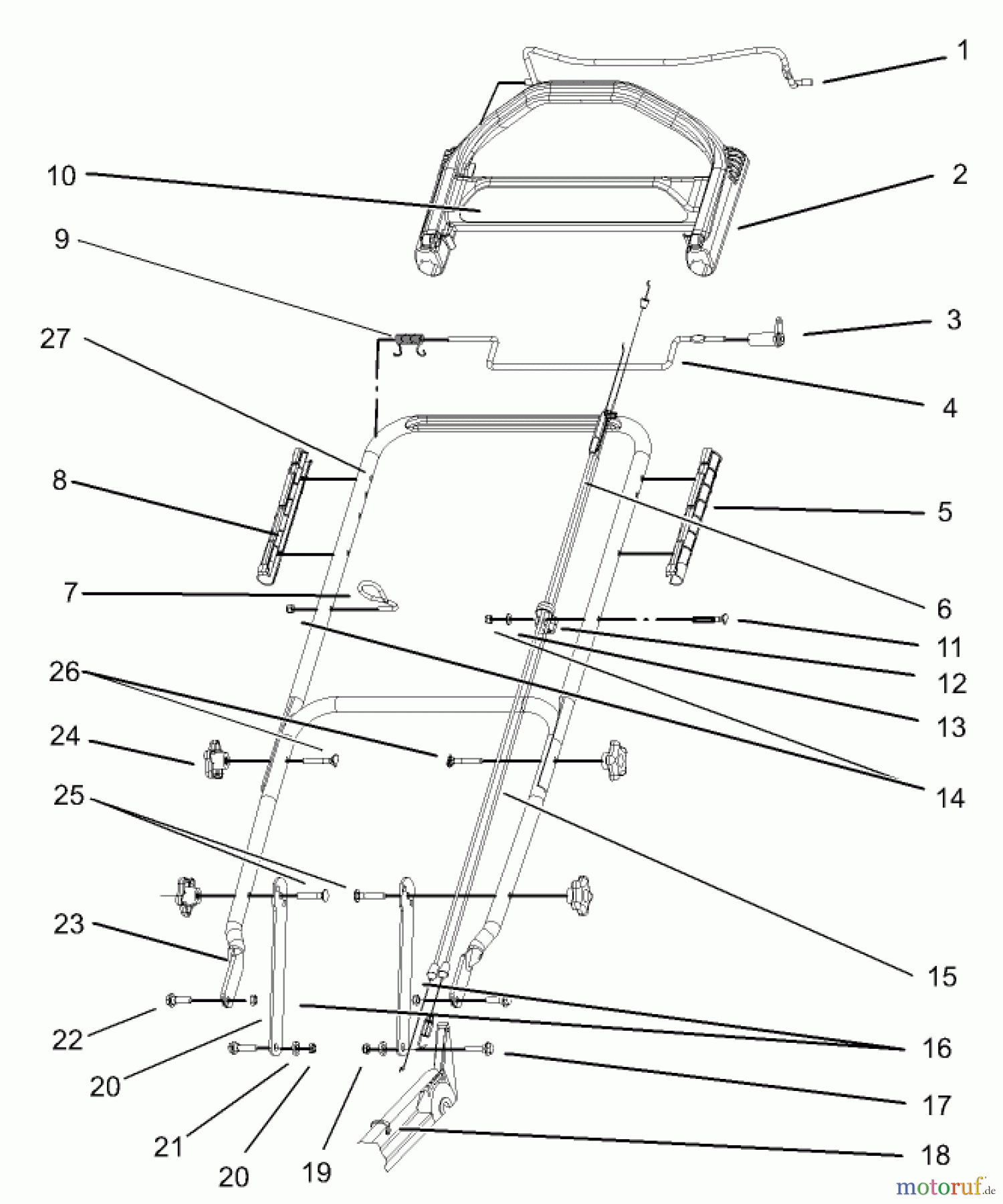 Toro Neu Mowers, Walk-Behind Seite 1 20038 - Toro Super Recycler Mower with Bag, 2003 (230000001-230999999) HANDLE AND CONTROL ASSEMBLY