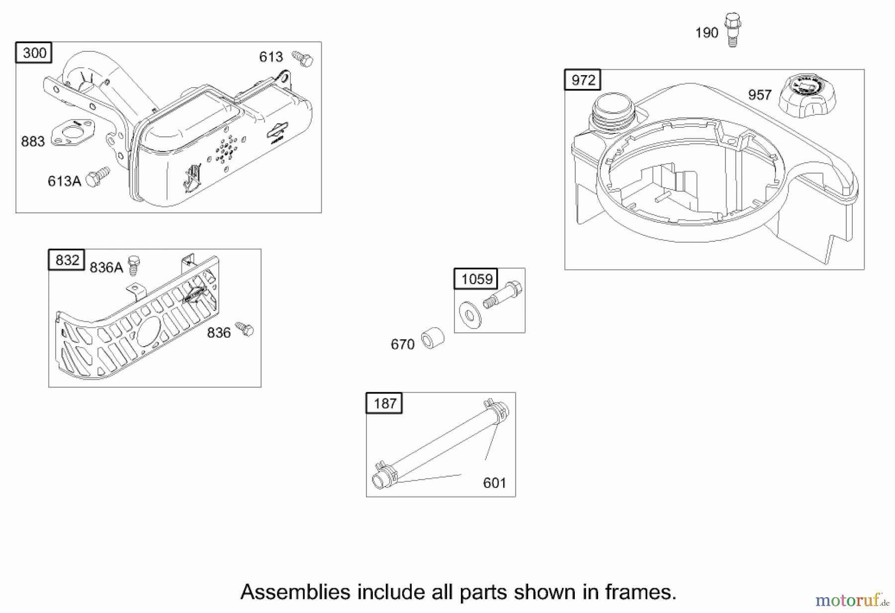Toro Neu Mowers, Walk-Behind Seite 1 20039 - Toro Super Recycler Mower with Bag, 2004 (240000001-240999999) MUFFLER AND FUEL TANK ASSEMBLY BRIGGS AND STRATTON MODEL 122607-0118-E1