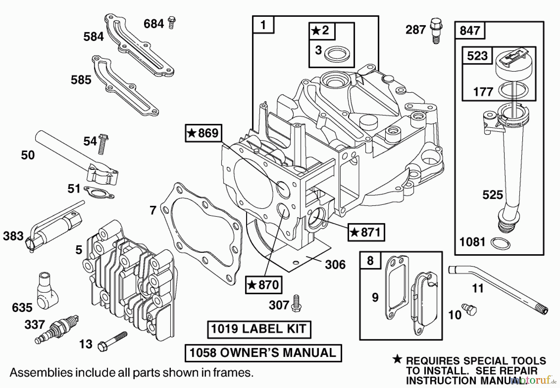 Toro Neu Mowers, Walk-Behind Seite 1 20042 (SR-21S) - Toro Super Recycler Mower, SR-21S, 1999 (9900001-9999999) ENGINE BRIGGS & STRATTON MODEL 12H802-1767-E1 #1