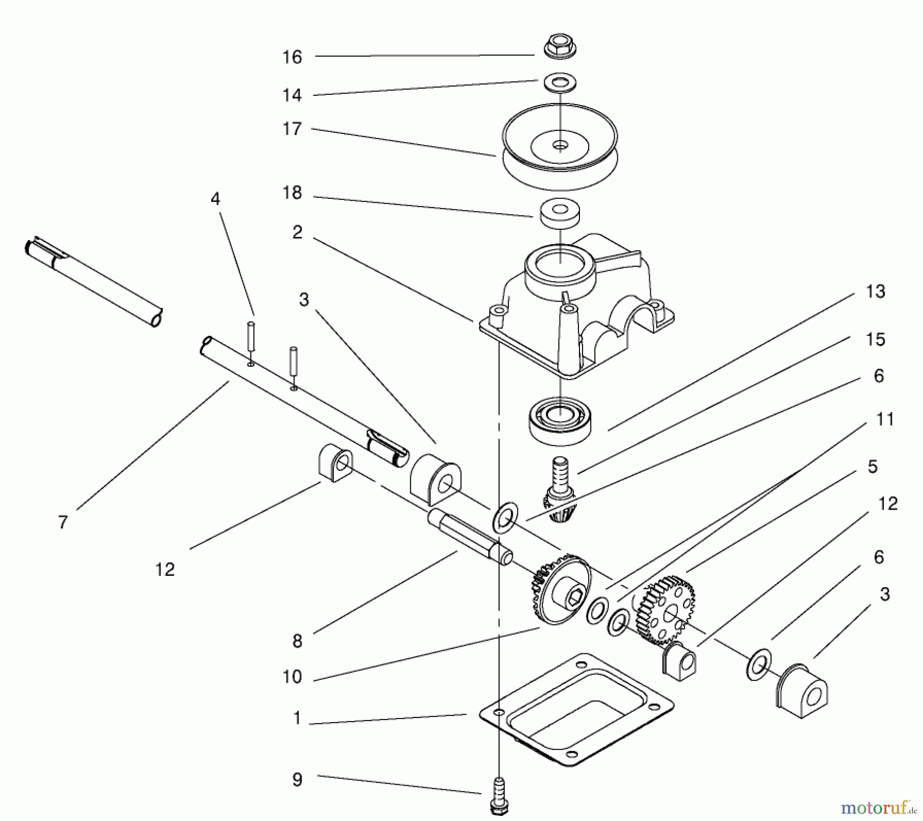 Toro Neu Mowers, Walk-Behind Seite 1 20042 (SR-21S) - Toro Super Recycler Mower, SR-21S, 1999 (9900001-9999999) GEAR CASE ASSEMBLY