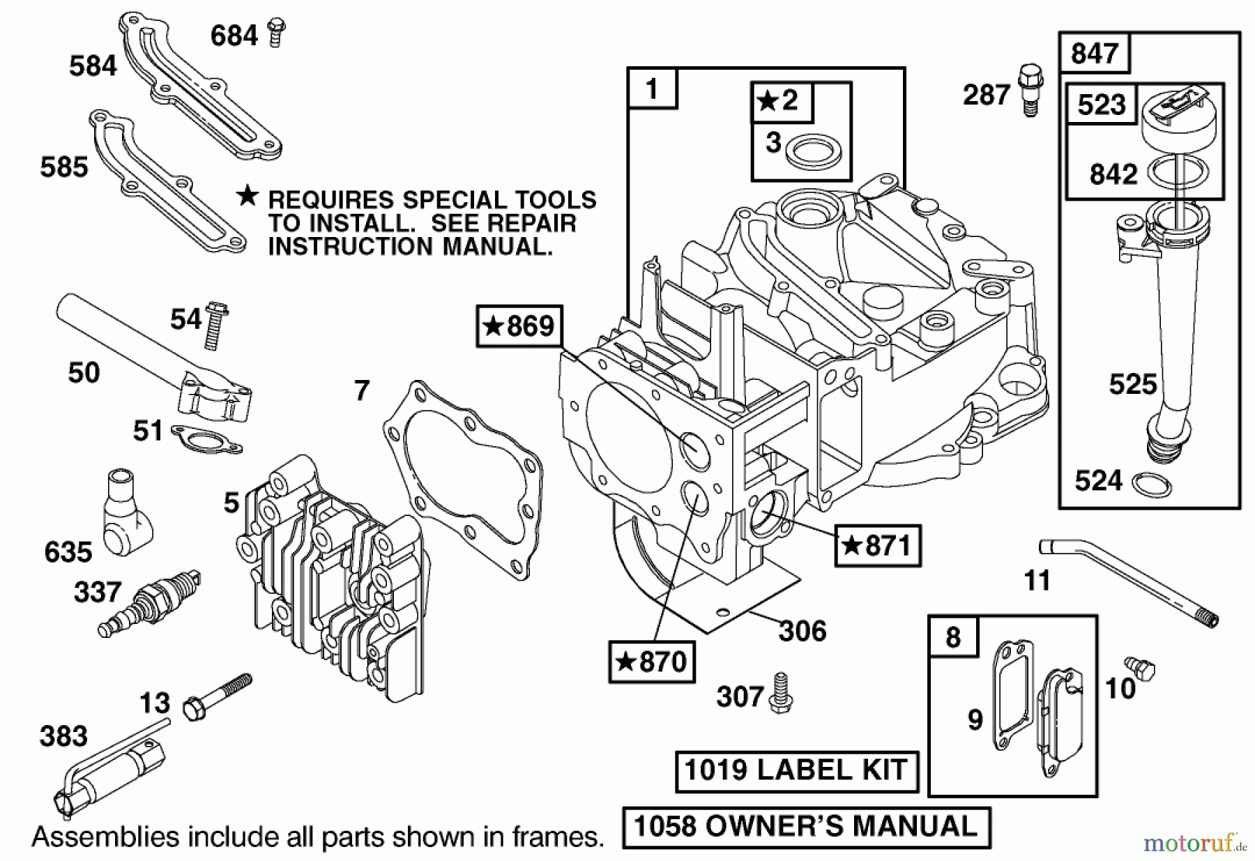 Toro Neu Mowers, Walk-Behind Seite 1 20042 (SR-21S) - Toro Super Recycler Mower, SR-21S, 2001 (210000001-210999999) ENGINE BRIGGS & STRATTON MODEL 12H802-1776-B1 #1